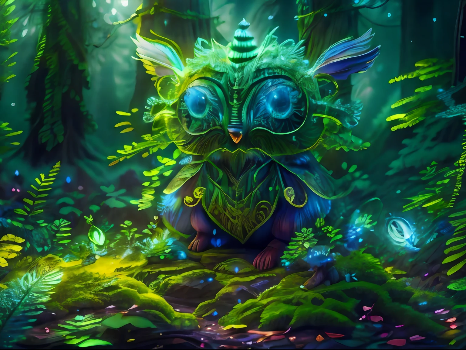 Photos of small creatures, 3D magic flying little monster,3D magic monsters and magic rays,Glowing eyes,volumettic light, Magic - Fantasy - Forest, Digital art, The most stunning artwork in the world, ((No Man)),Dremley Carter, Soft and balanced colors, forest scenery, hyper HD, 8k 辛烷值渲染, magical, Amazing, Ethereal, intricatedesign,ultrasharp, Shadows, The color is cooler