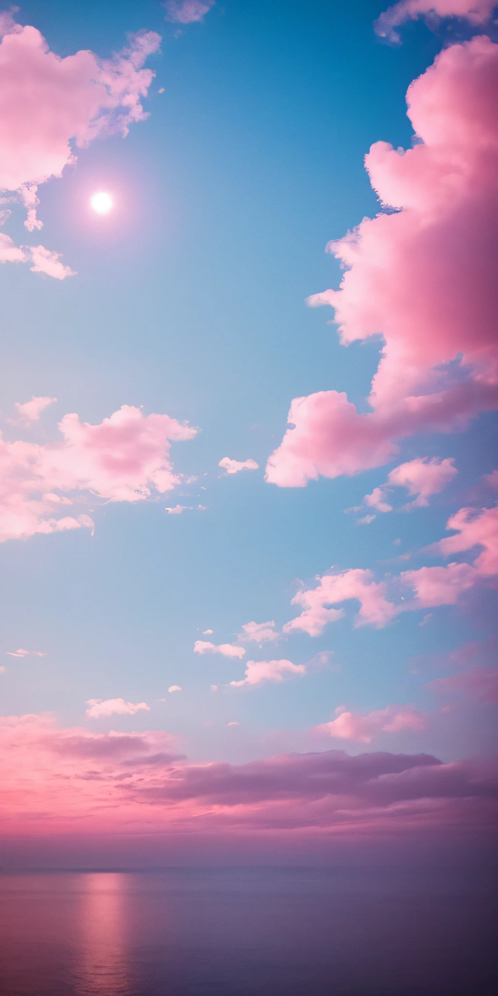 Pink moon, pink sky, soft pink clouds, pink ocean waves sparkling, sparkling, pink roses on pink ocean, fantasy, diamond, crown, universe, soft lights,