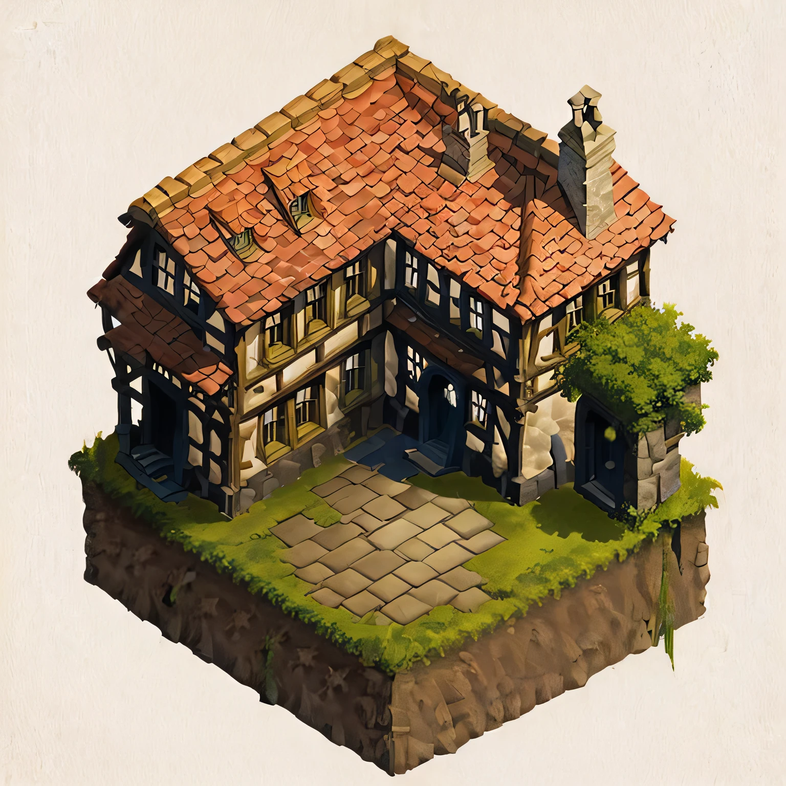 (masterpiece:1, looking at viewer, best quality, ultra-detailed, best shadow), medieval Tudor house , 2d art, concept art,