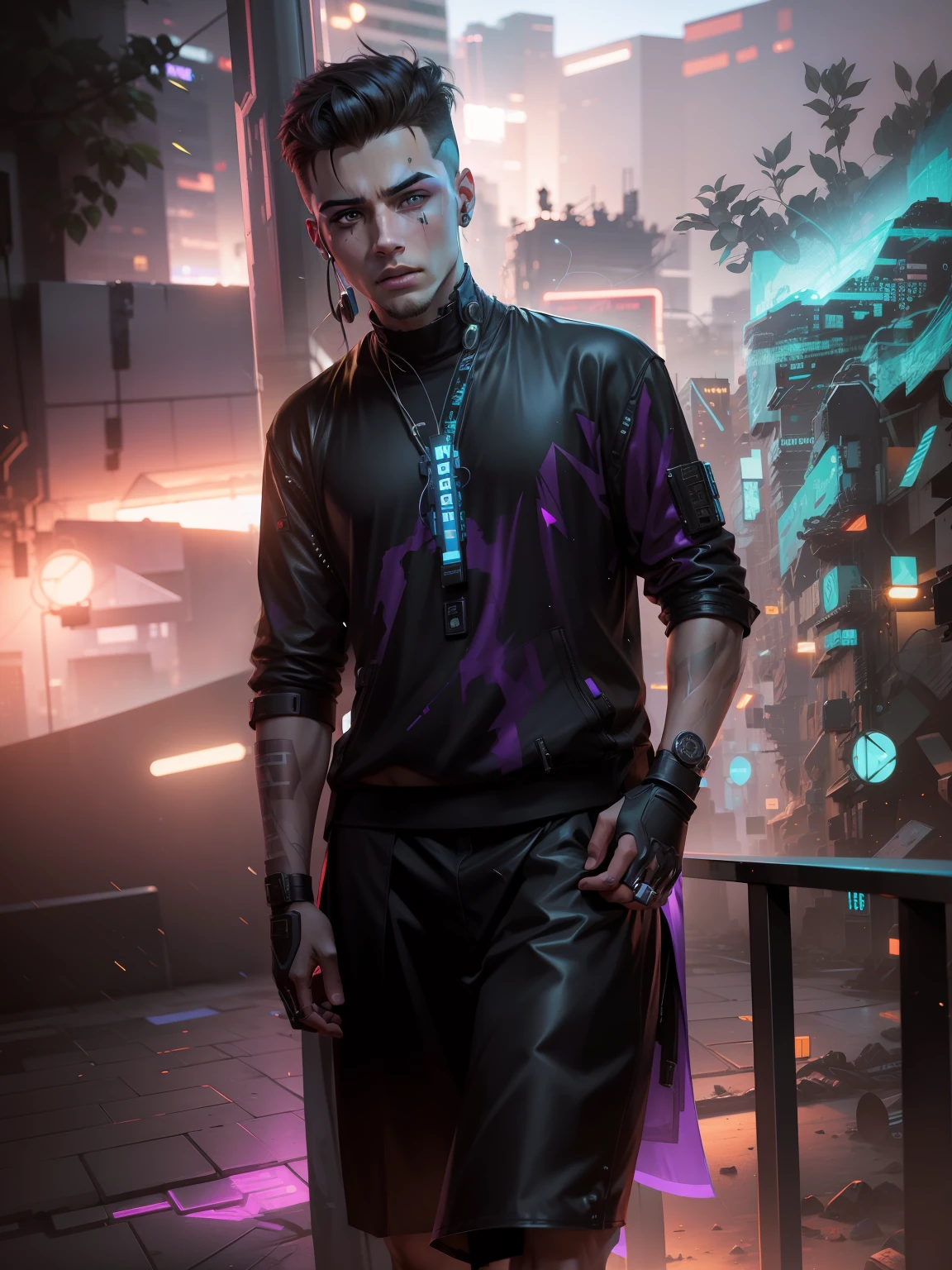Change Background Cyberpunk handsome boy, realstic face, 8k, ultra realstic,