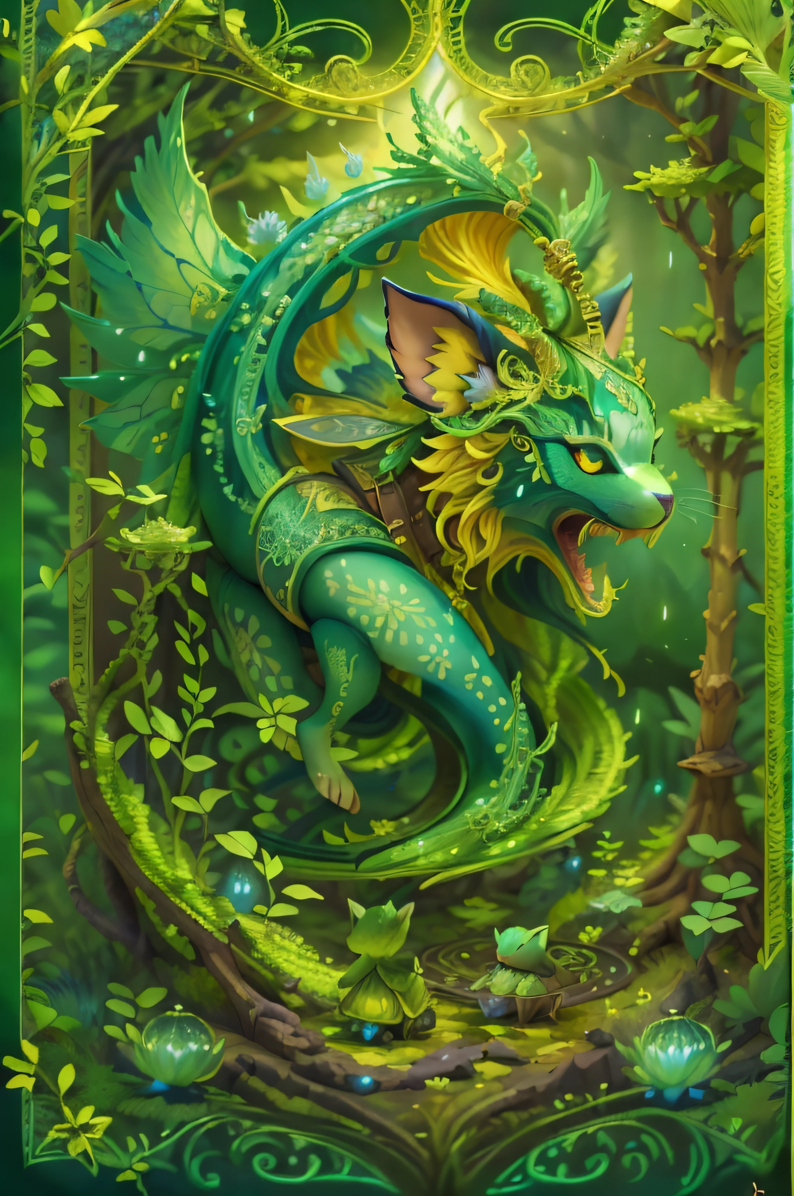 Fantasy fairy tale picture book, Open state, 3D magic beasts and magic rays that appear in the book, (((4K, Masterpiece, High quality, High details)))