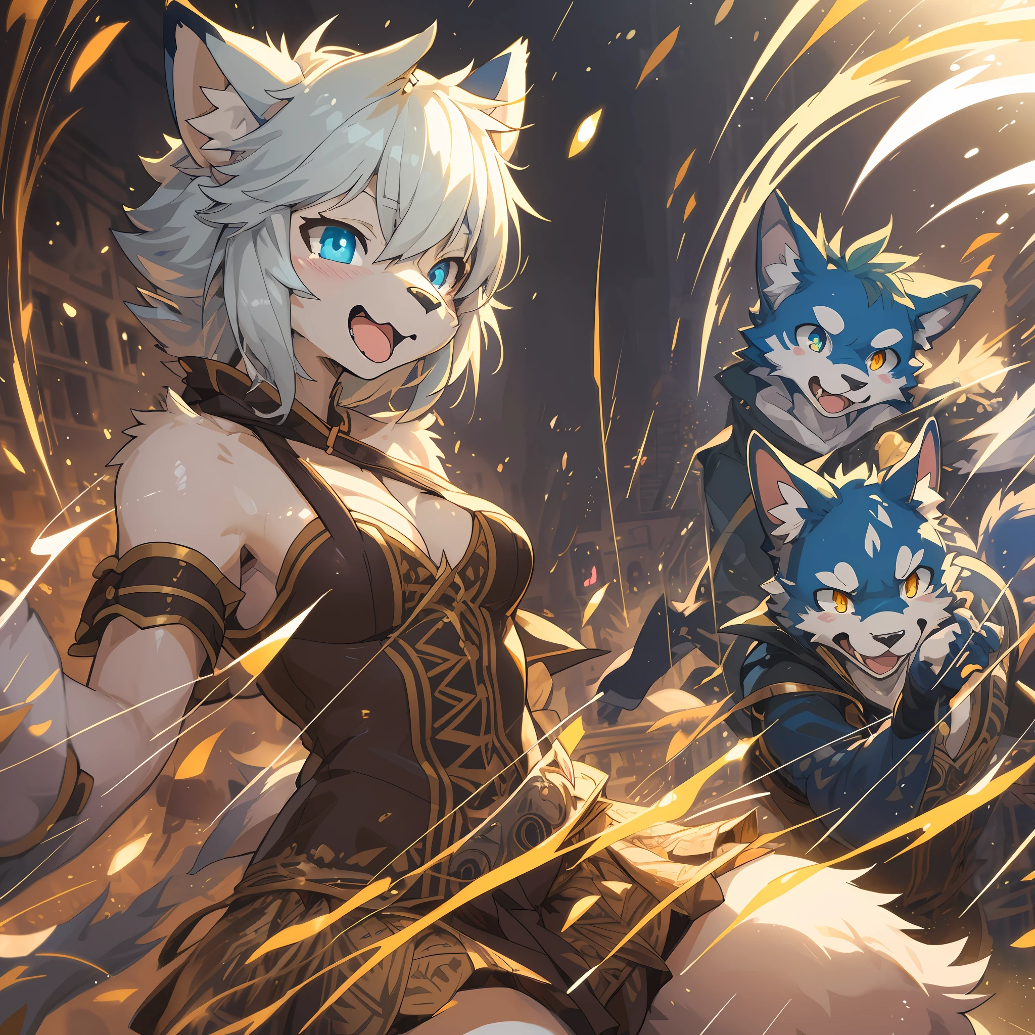 top quality, best quality, High-quality illustrations, masterpiece, super high resolution, detailed background, Revue, musical theater, Broadway, 6+boys, 6+girls, absurdres(highly detailed beautiful face and eyes)perfect anatomy, expression, good lighting, cinematic shadow(kemono, furry anthro)assorted poses(sound effects, motion blur),