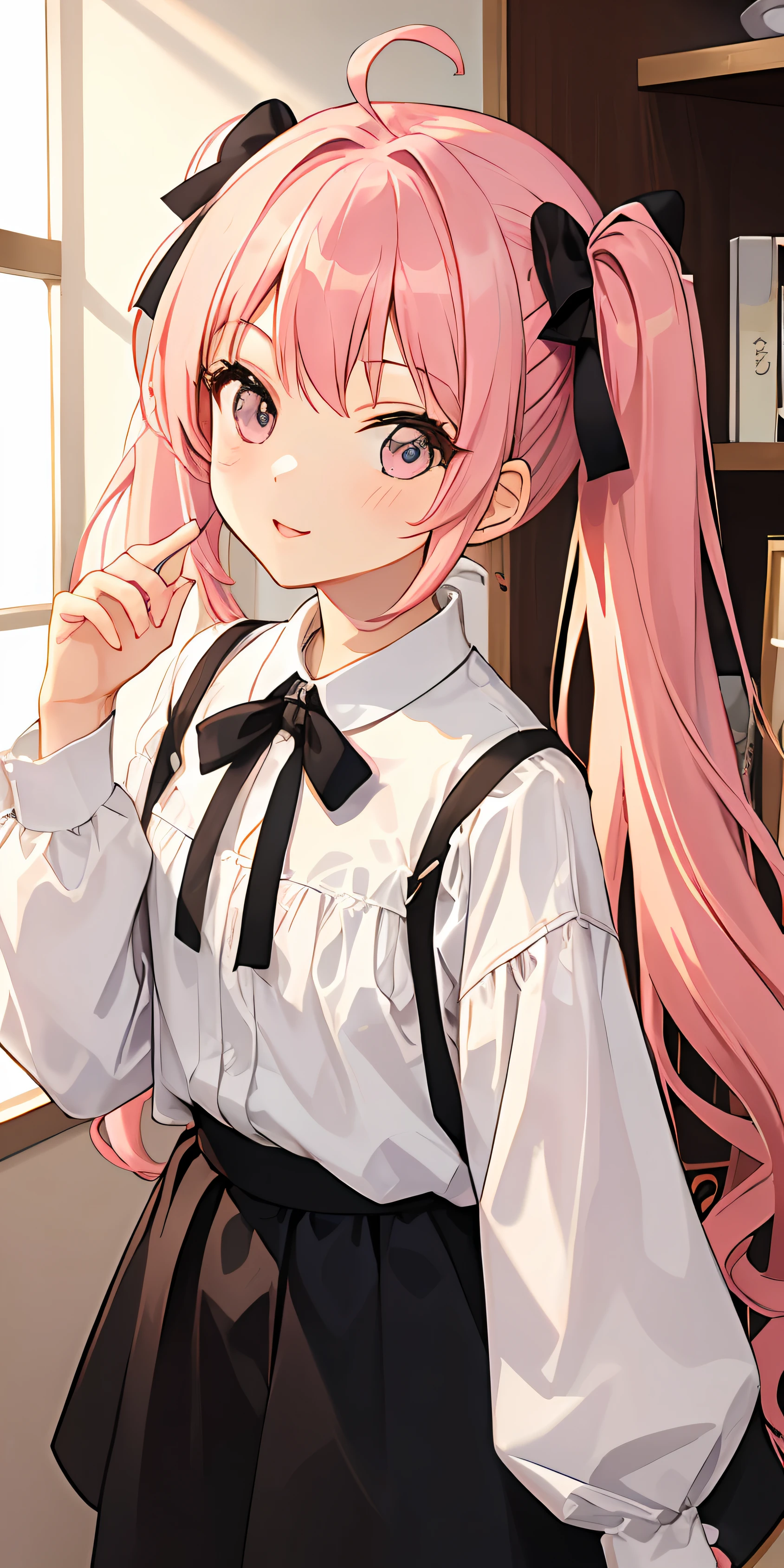 Cute little girl, Chibichara, pink hair, twintail, ribbon