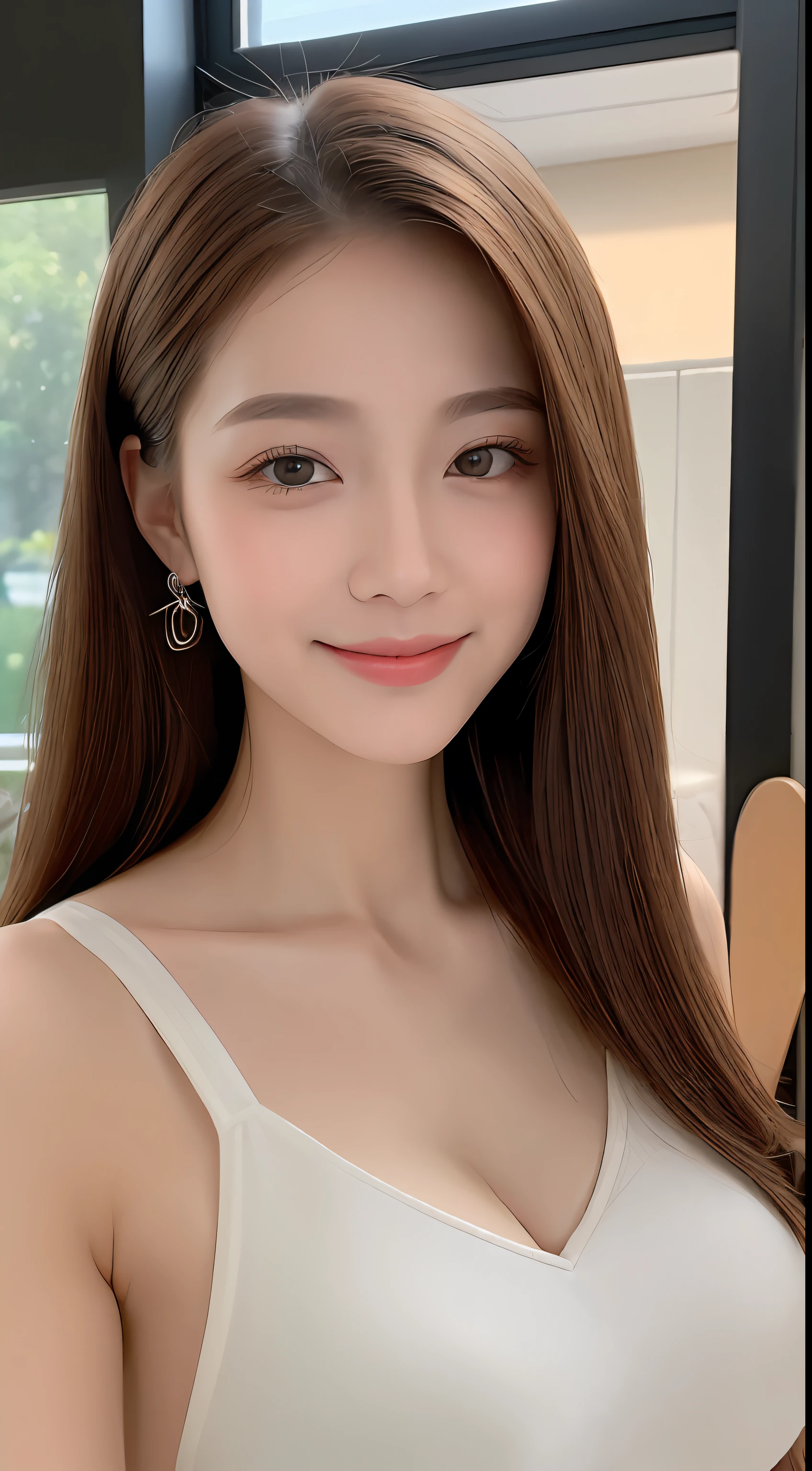 ((Best Quality, 8K, Masterpiece: 1.3)), 1girl, Slim Abs Beauty: 1.3, (Hairstyle Casual, Big Breasts: 1.2), Dress: 1.1, Super Fine Face, Delicate Eyes, Double Eyelids, Smile, Home