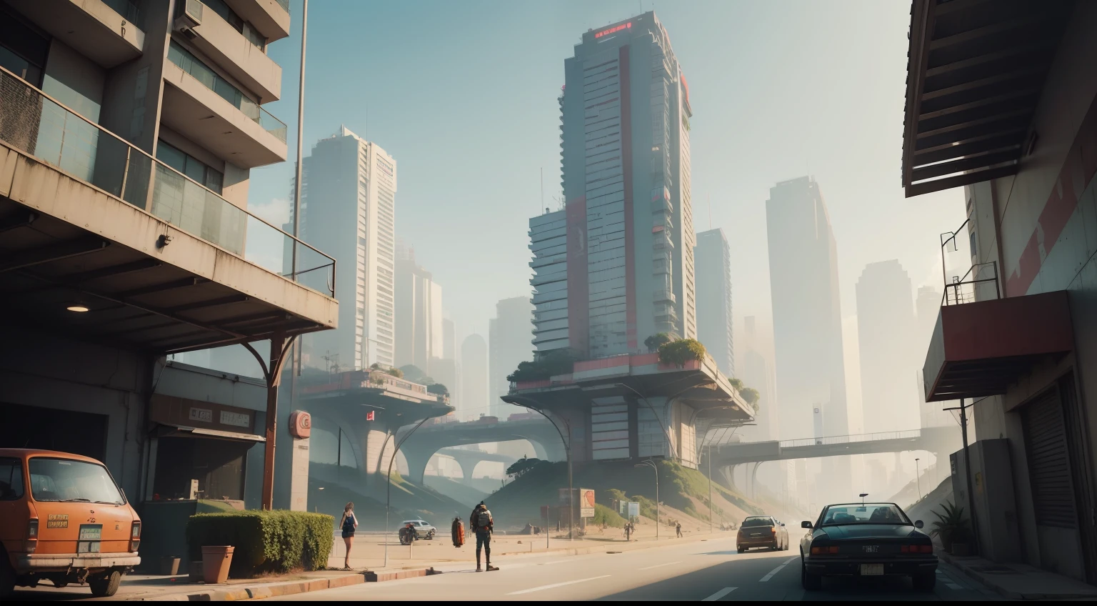 (obra-prima), paisagem de uma cidade distopica cyberpunk