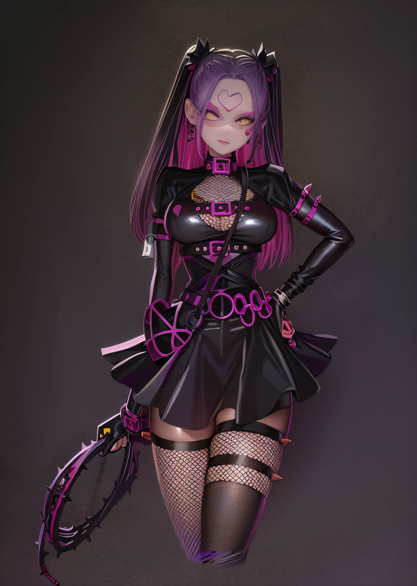 a close up of a person in a costume with a chain, misa amane *, 1 7 - year - old anime goth girl, misa amane, ( ( misa amane # ) ), cybergoth, gothic maiden anime girl, yami kawaii, anime girl wearing a black dress, holy cyborg necromancer girl, dressed in punk clothing