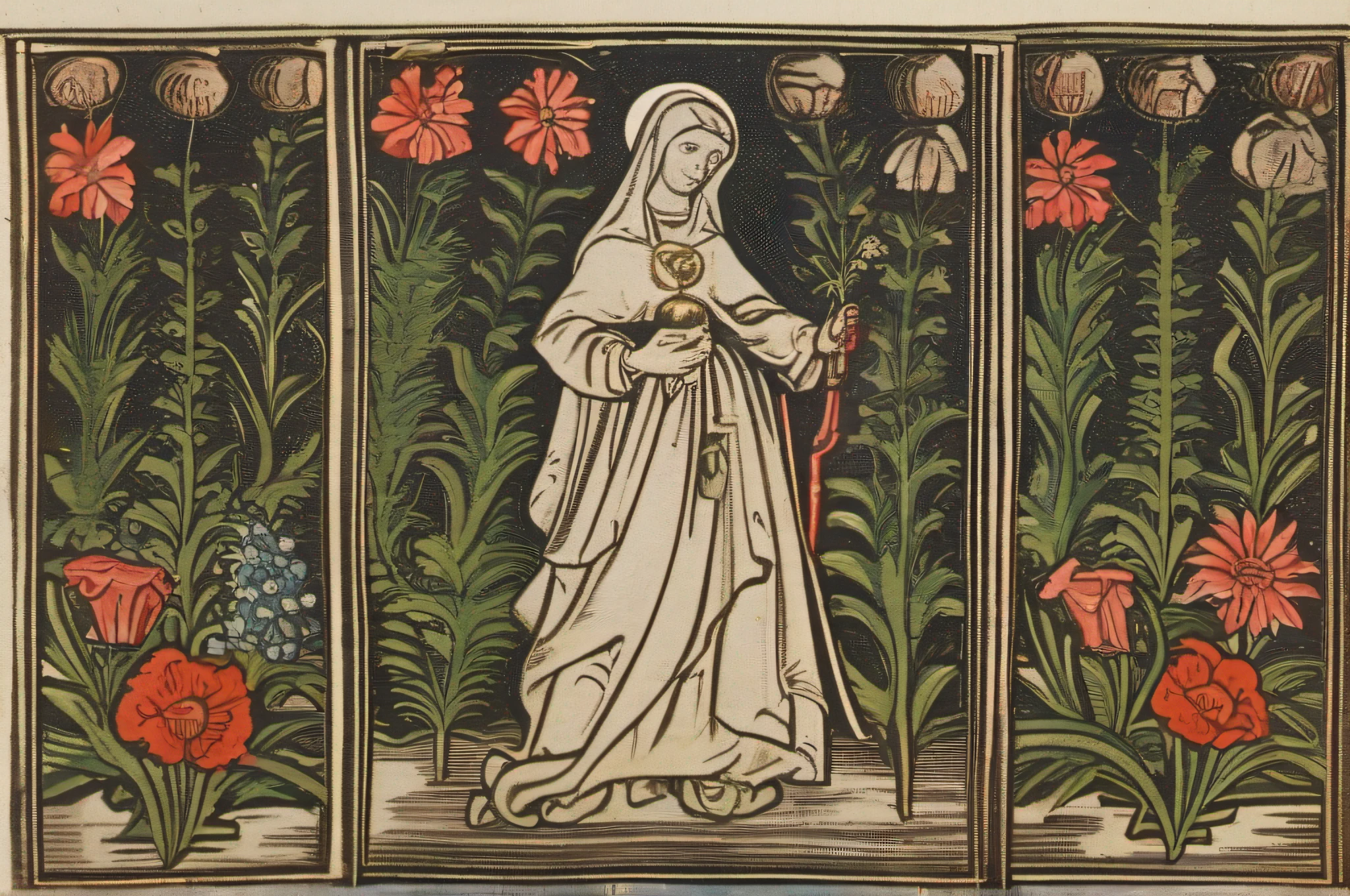 Woman with Flowers, A woodcut of St Christopher dated 1423