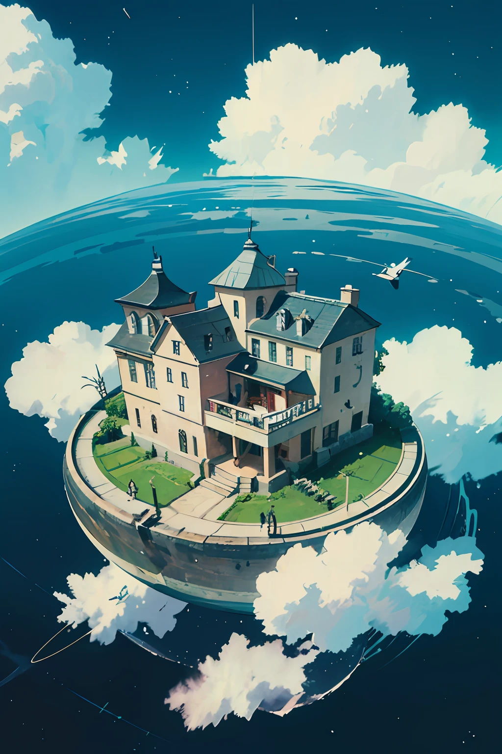 (3 d model:1.3),(levitating:1.5),(Giant round cartoon candy city floating on the sea:1.3),(Q version cute thick building:1.4),adolable,(Thick clouds:1.4),(in style of hayao miyazaki:1.5),Rejoice,Perfect quality,Clear focus(Clutter - home:0.8), (tmasterpiece:1.2), (realisticlying:1.2) , (best qualtiy), (starrysky:1.3) ,(complexdetails), (8K), (Detail cloud) ,(Sharp focus),,(in a panoramic view:1.4),(Award-winning digital artwork:1.3) af (sketching:1.3),(with dynamism:1.3),studiolight,Theme,looking from above, the space, afloat, --v 6