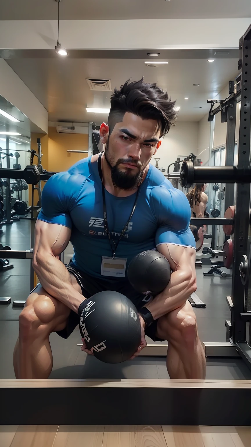 Make HD photo of gym with muscles.