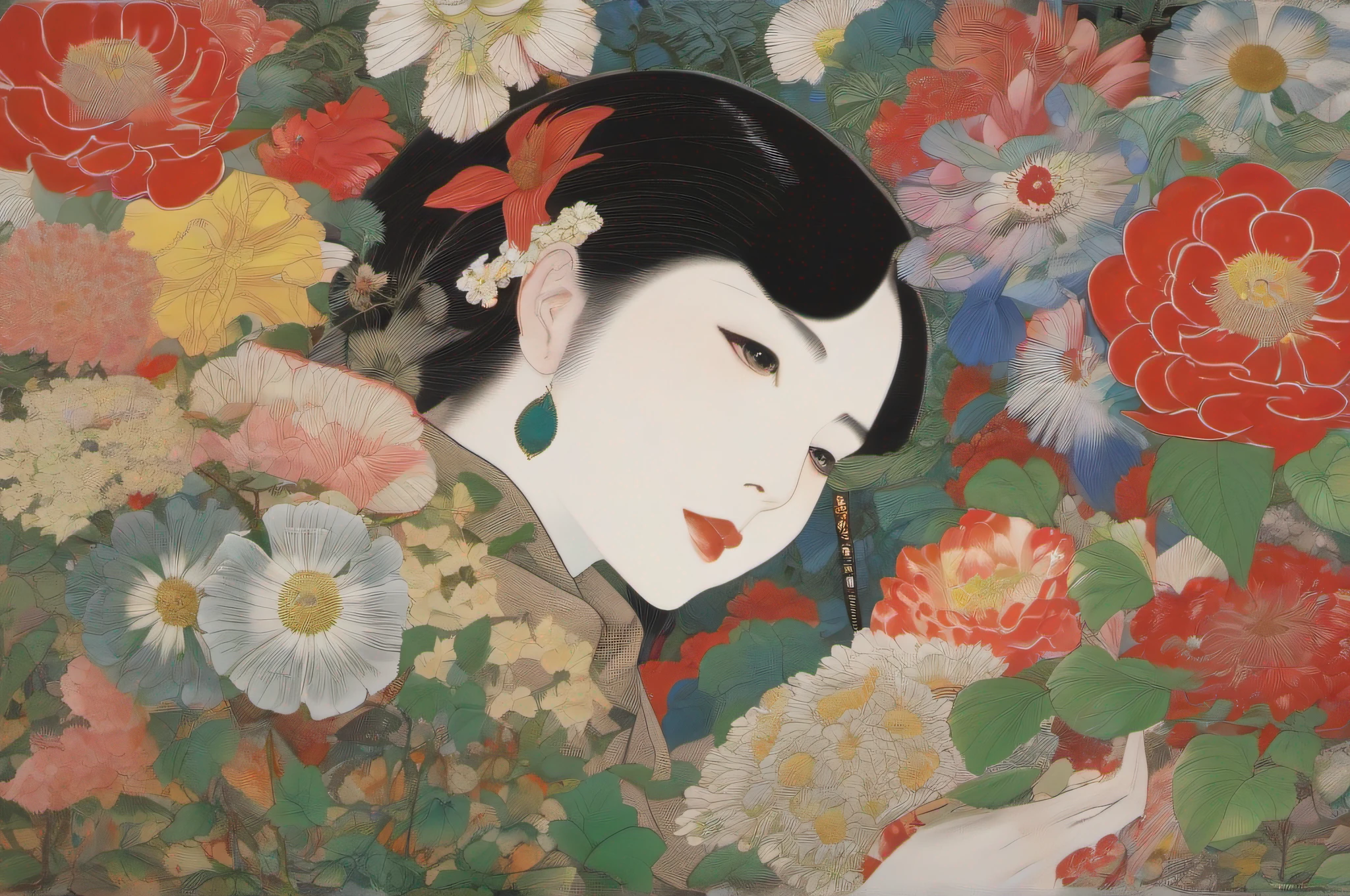 Woman with Flowers, by Yoshitaka Amano