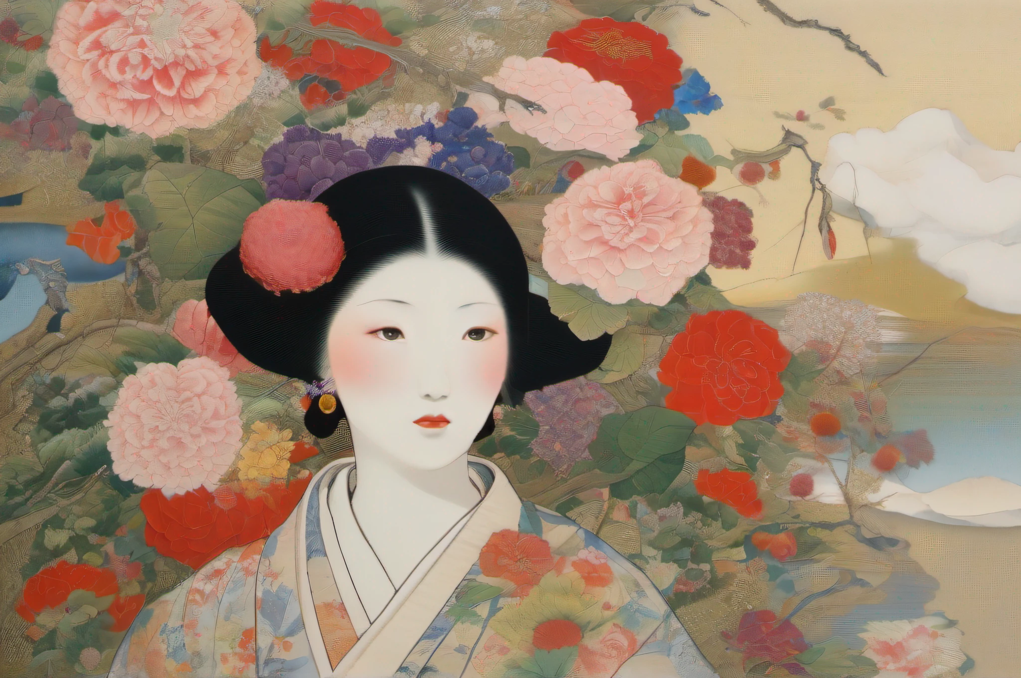 Woman with Flowers, by Yoshitaka Amano
