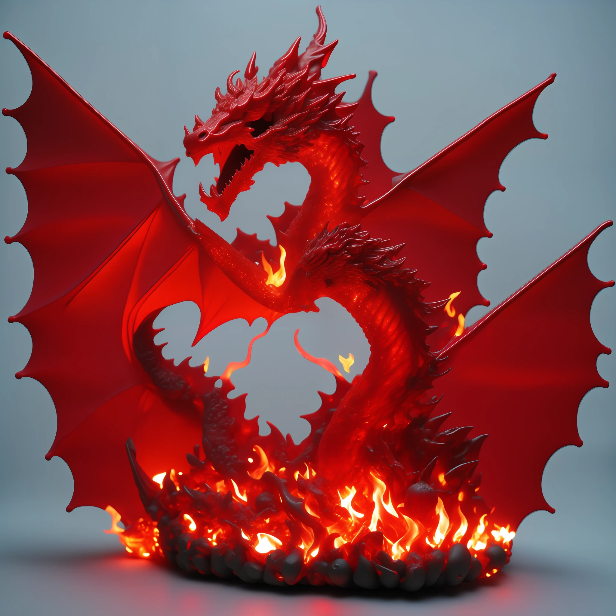 Bottled art sculpture,A dragon spewed red flames,