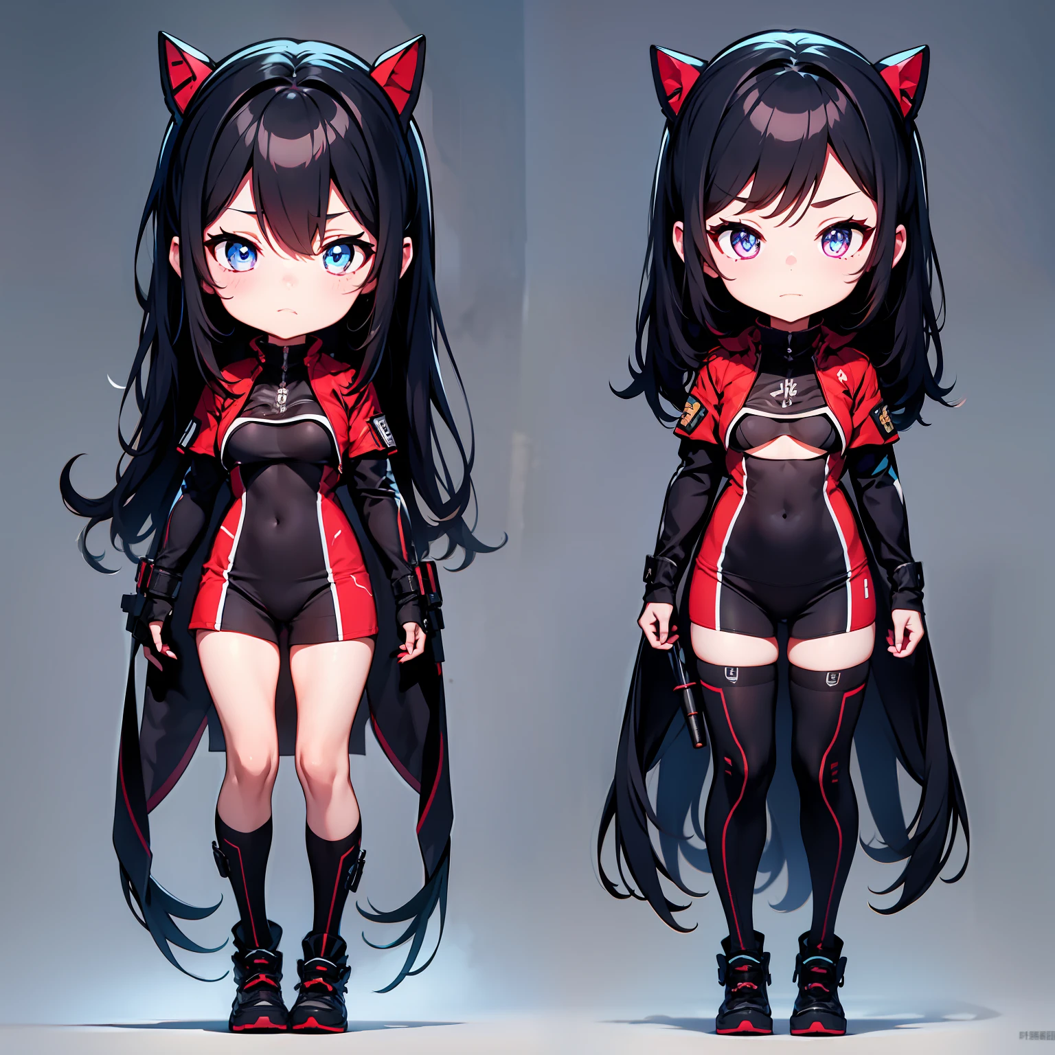 Character drawings,Same character full body,Lateral face,on back,hyper HD,tmasterpiece,acurate,best qualtiy,超高分辨率,hyper-high detail,Ultra high quality,4K,8K,No background,Remove the background,Without background,1 girl,with short black hair,finely quality eyes,Be red in the face,is shy,Wear a suit of armor,Armed with a spear:1.5,medium boob,(Q version of cartoon:1.3),(Side of the character:1.3),(4 Cephalic body:1.4),(45° side viewing angle:1.5),(45° lateral viewing angle:1.5),Oblique lens,Full body characters,