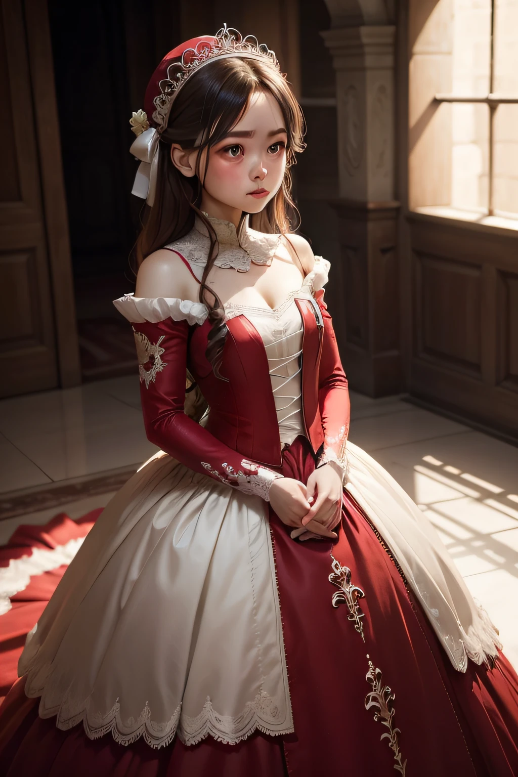 Girl in red wedding dress
