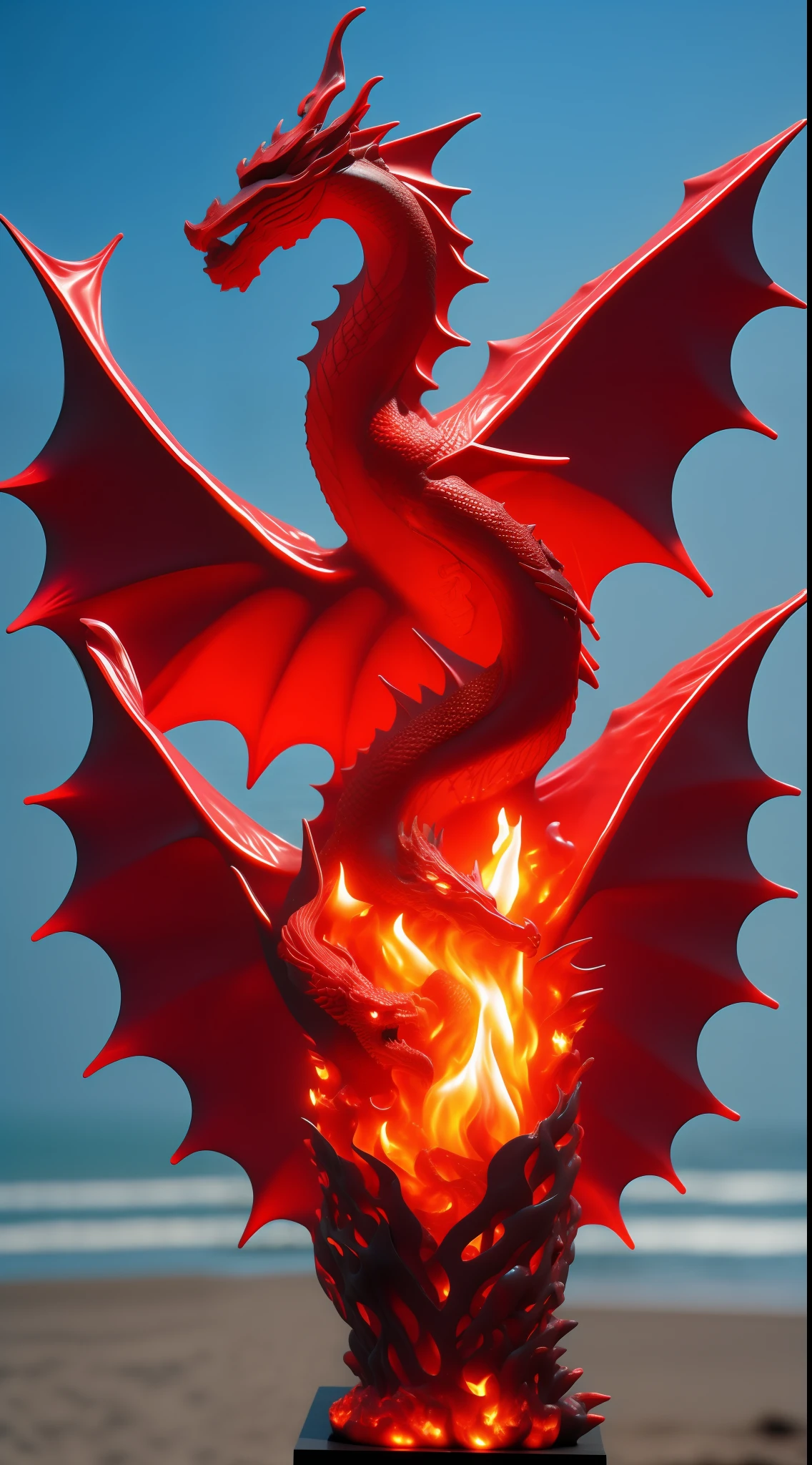Bottled art sculpture，A dragon spewed red flames，