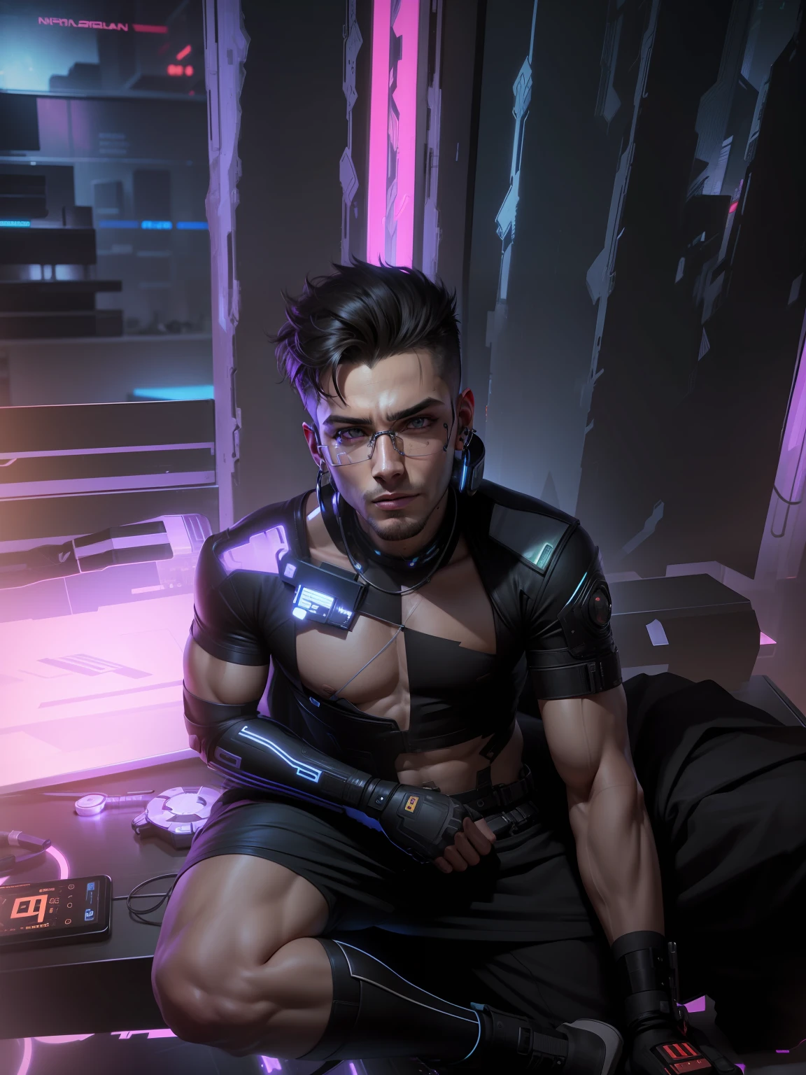 Change background cyberpunk handsome boy, realistic face, 8k, ultra realistic