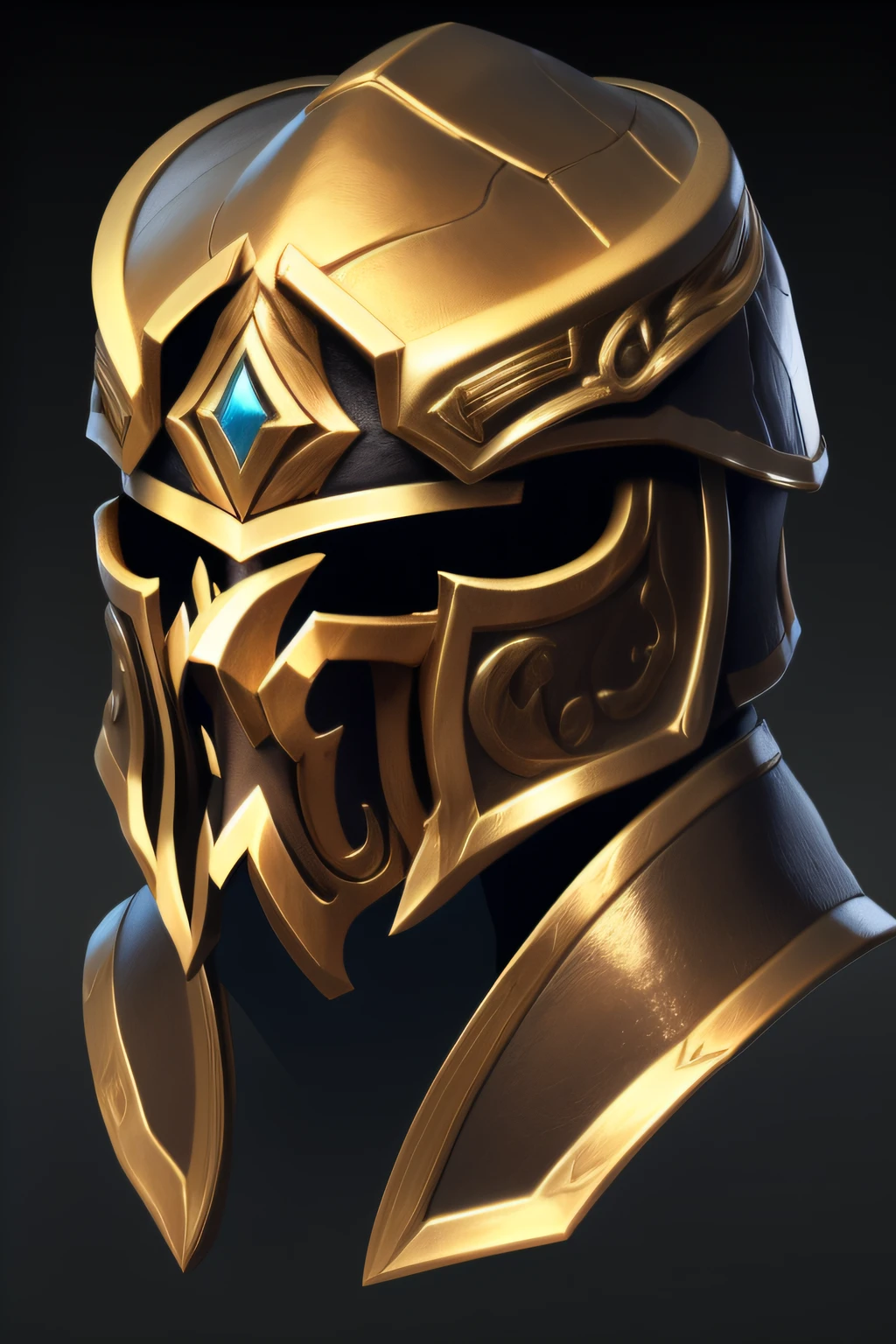 um close up de um capacete com um olho verde em um fundo escuro, Detalhe requintado do capacete, capacete de uma divindade esquecida, Capacete intrigante, sepal helmet, artefato dota2, Ornate metal helmet, capacete detalhado, usando capacete ornamentado, Protoss!!!!, Protoss!!, capacete dourado, amazing portrait of viego, 8 K HD WallpaperArtefato jpeg