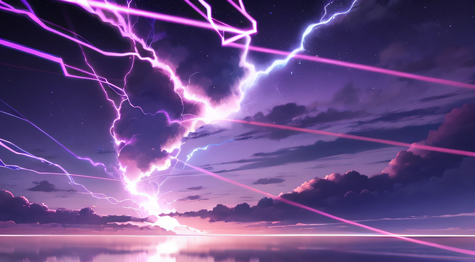 Purple lightning Cloudless sky