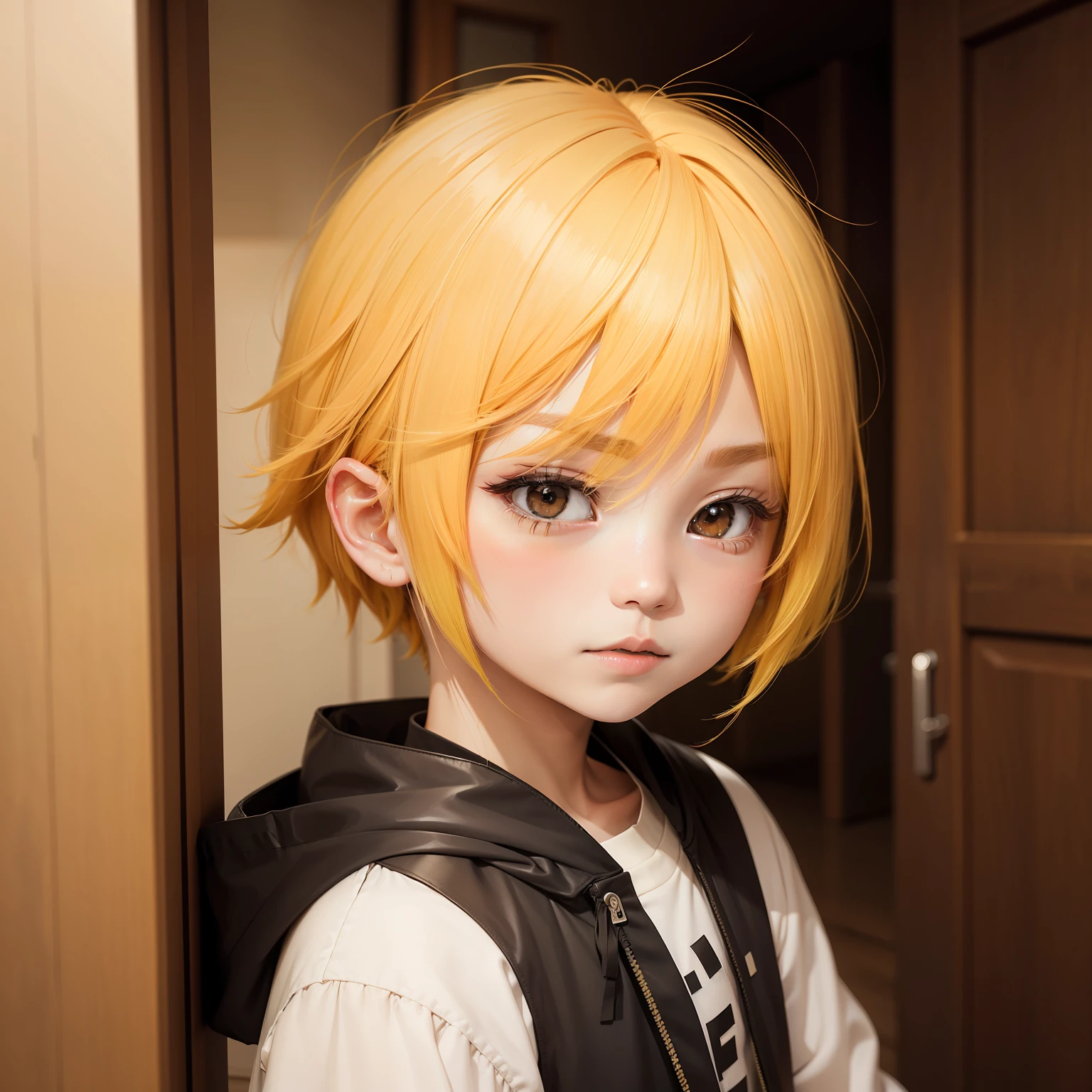 Shota，A yellow-haired，glomy，sideface