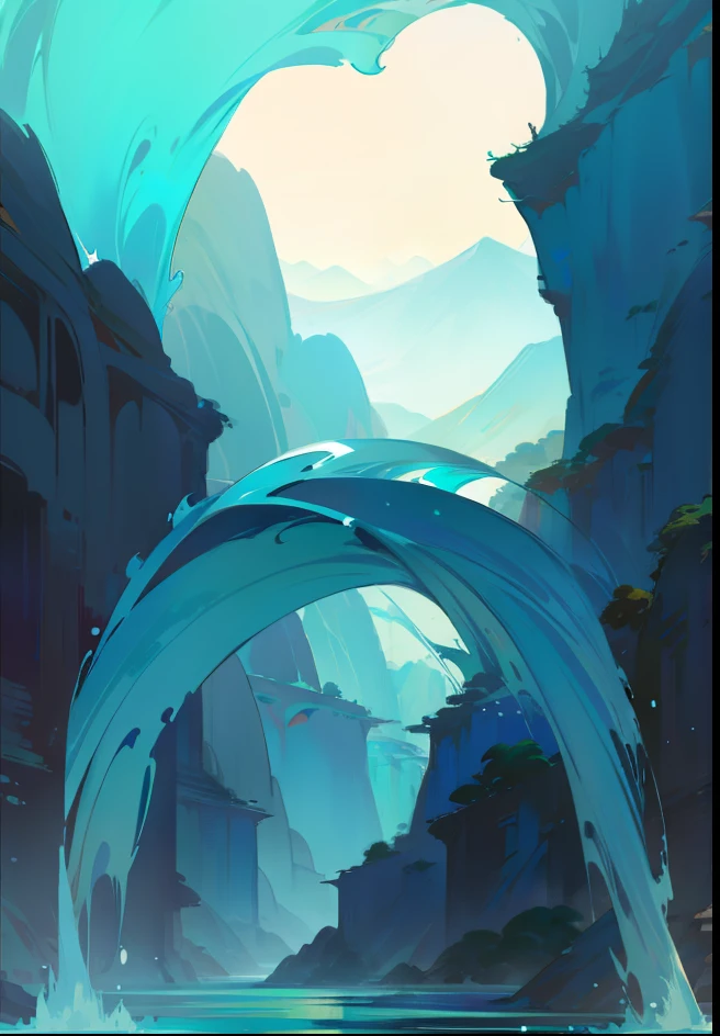 High mountains and flowing water