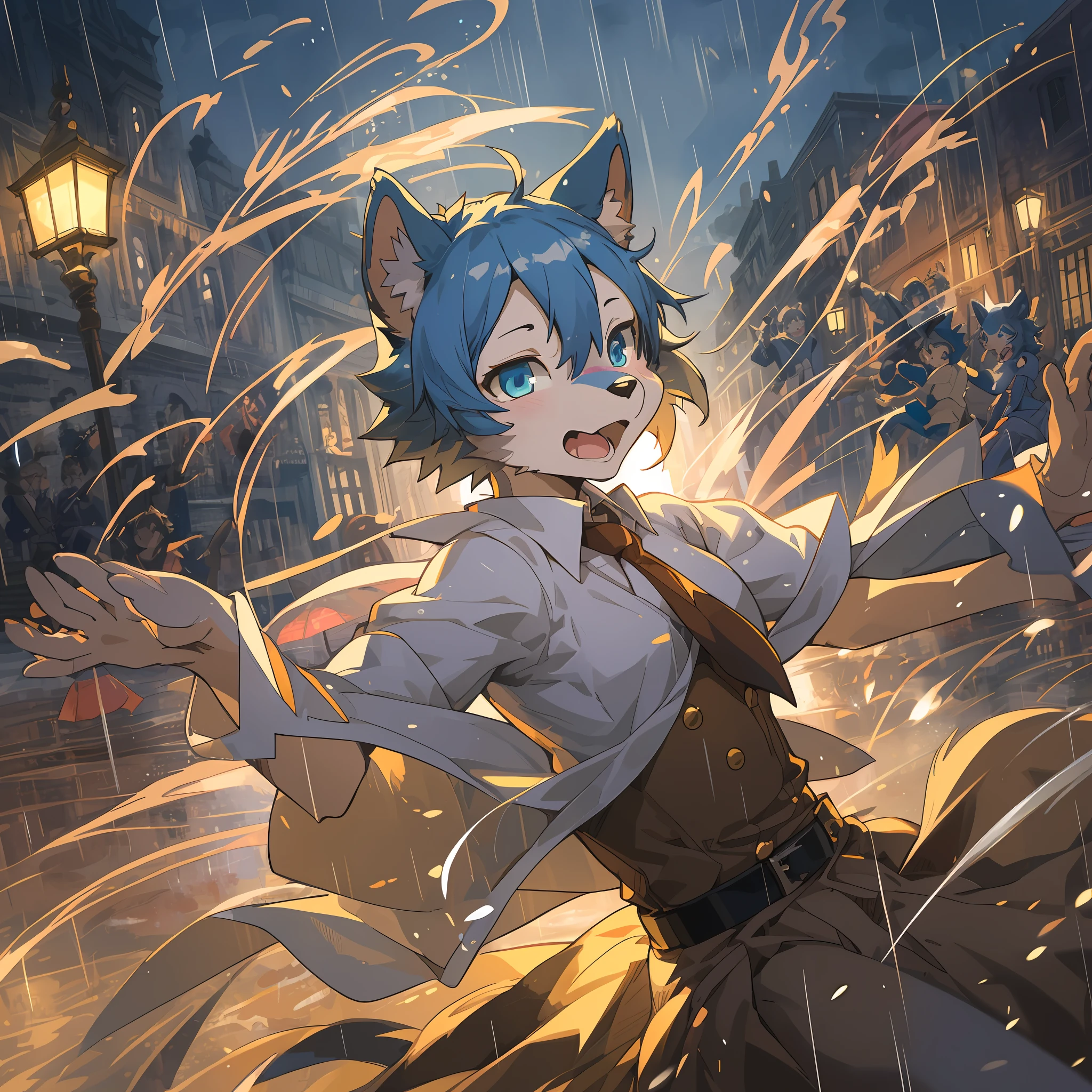 top quality, best quality, High-quality illustrations, masterpiece, super high resolution, detailed background, ballet, Singin' in the Rain, show, 6+boys, 6+girls, absurdres(highly detailed beautiful face and eyes)perfect anatomy, expression, good lighting, cinematic shadow(kemono, furry anthro)assorted poses(sound effects, motion blur),