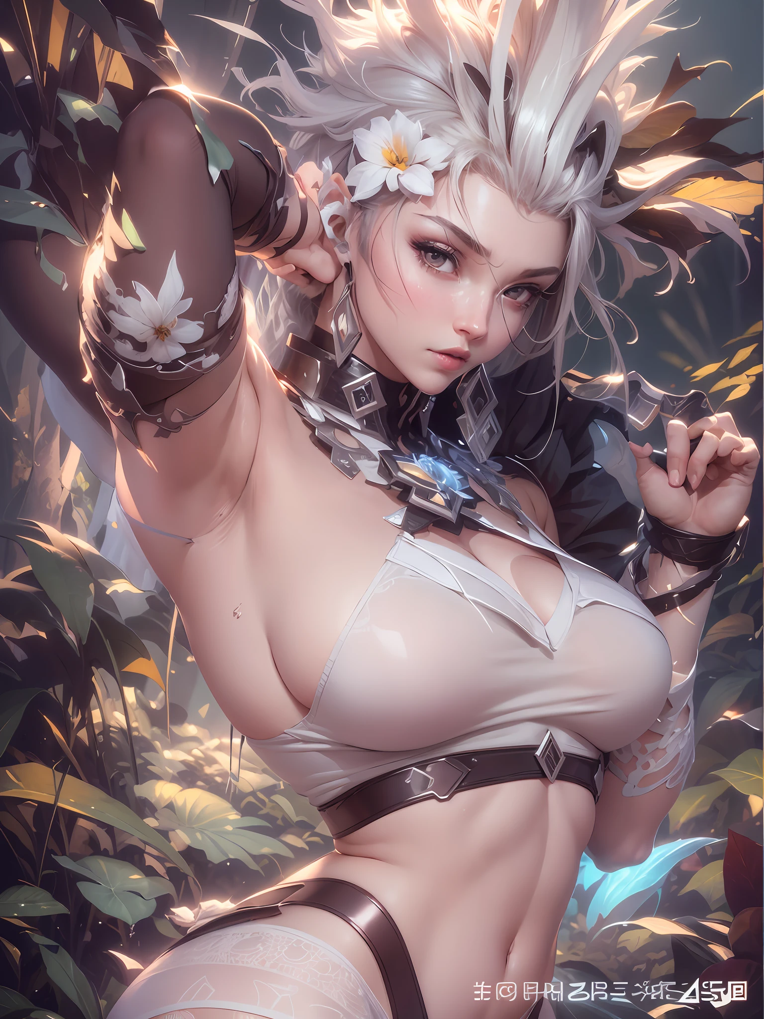 ((best qualtiy)), ((tmasterpiece)), (the detail:1.4), 3D, A beautiful cyberpunk female image,hdr(HighDynamicRange),Ray traching,NVIDIA RTX,Hyper-Resolution,Unreal 5,Subsurface scattering、PBR Texture、post-proces、Anisotropy Filtering、depth of fields、maximum definition and sharpness、Many-Layer Textures、Albedo e mapas Speculares、Surface coloring、Accurate simulation of light-material interactions、perfectly proportions、rendering by octane、Two-colored light、largeaperture、Low ISO、White balance、the rule of thirds、8K raw data、((best qualtiy)), ((tmasterpiece)), (the detail:1.4), Busty body 3D,Front fill light,hdr(HighDynamicRange),Ray traching,NVIDIA RTX,Hyper-Resolution,Unreal 5,Subsurface scattering、PBR Texture、post-proces、Anisotropy Filtering、depth of fields、maximum definition and sharpness、Many-Layer Textures、Albedo e mapas Speculares、Surface coloring、Accurate simulation of light-material interactions、perfectly proportions、rendering by octane、Two-colored light、largeaperture、Low ISO、White balance、the rule of thirds、8K raw data、Raised translucent top, Smaller top, Smaller white lace shorts, Raised, Mature feminization, Flattering eyes, White lace translucent top,Flat bare abdomen, Snow-white thighs, White lace stockings, Bare arms, Mature charm deep V open neck, Long reddish-brown shiny hair, White lace translucent shorts perfect body 9 head body beauty