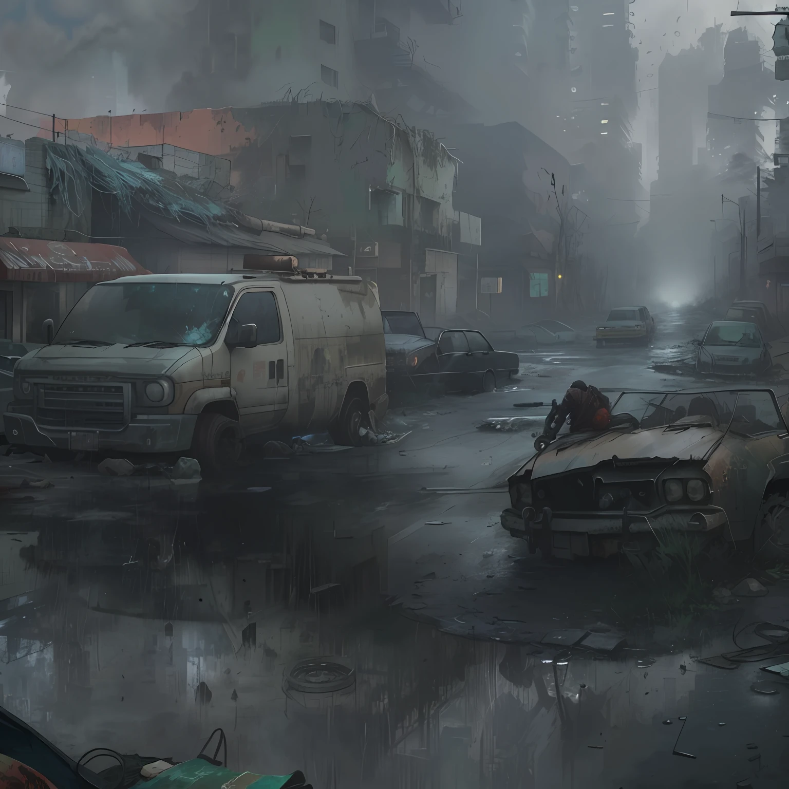 Clean street,Doomsday city streets, Post-apocalyptic street, eerie nostalgic concept art, post - apocalyptic city, in postapocalypse city, post apocalyptic district, Post apocalyptic scenario, post apocalyptic city, post apocalyptic atmosphere, Show on the《last of us》Curly, inspired by Ismail Inceoglu, author:Ismail Inceoglu