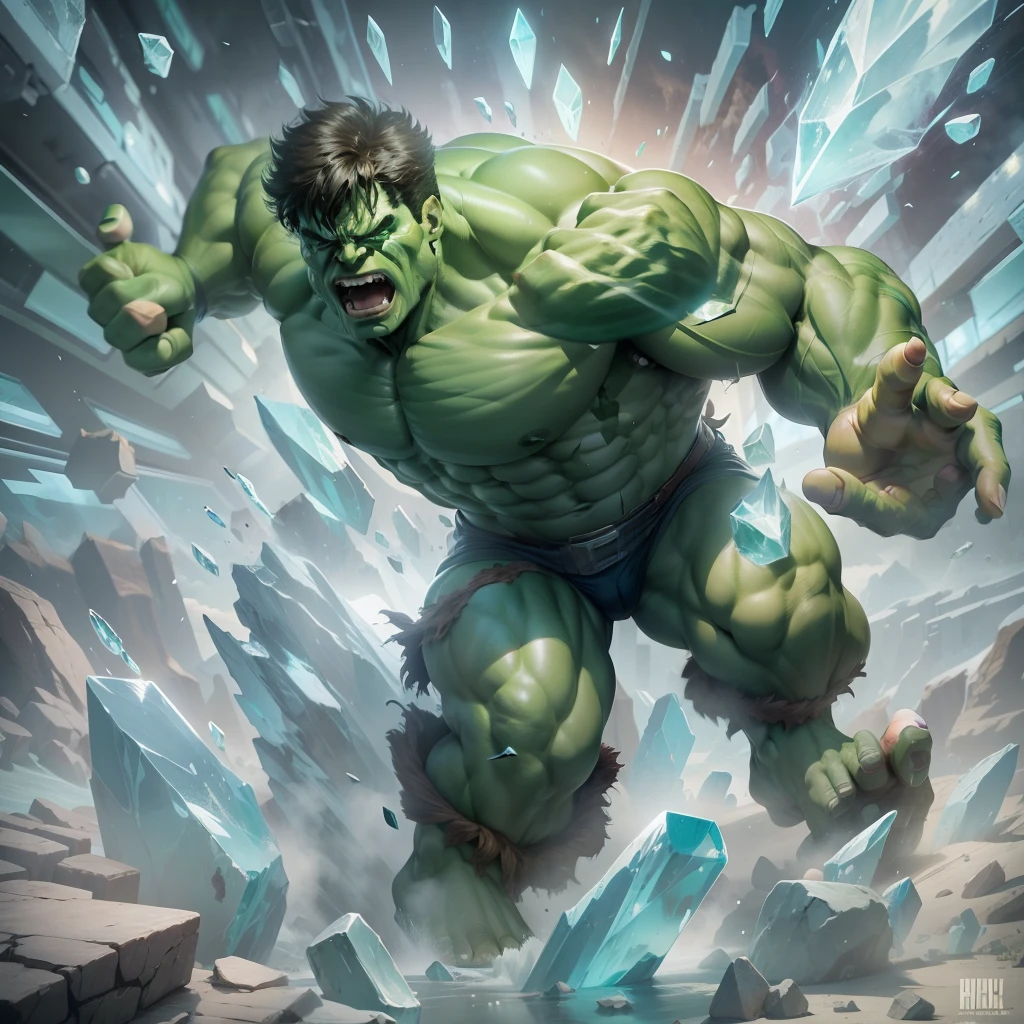 Hulk busting through crystal