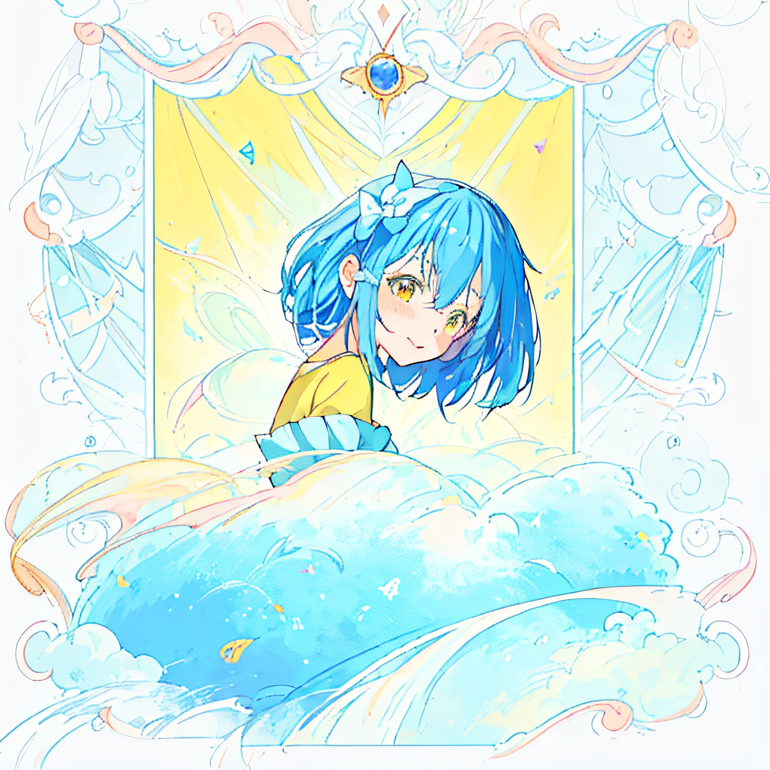 Anime girl with blue bow and yellow shirt, portrait of cute anime girl, anime moe art style, Anime style portrait, (Anime girl), An anime girl, Portrait of an anime girl, portrait anime girl, Cute anime girl portrait, anime girl profile, Cute anime girl, portrait of an anime girl, pretty anime girl, anime portrait, a beautiful anime portrait