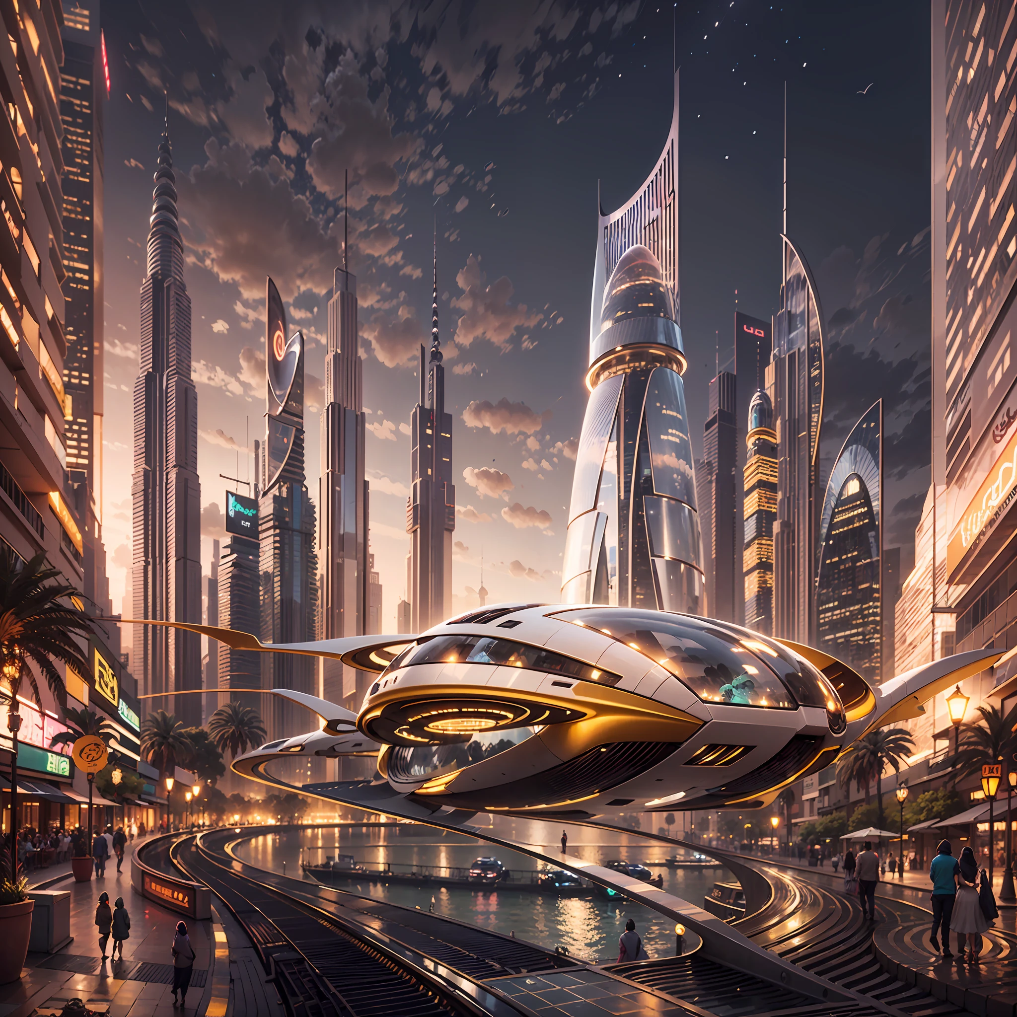 Enter a fascinating vision of the future through captivating futuristic imagery of the city of Dubai. The towering giant skyscraper is decorated with gold ornaments and a smooth glass curtain wall,pierce the sky, The vibrant lights of the city that never sleeps. In the midst of a bustling cityscape, An iconic giant pyramid-style high-tech building, Its architectural marvels are enhanced in a futuristic style. When the hovercar glides easily through the air,The city is full of life,Full of life。,Full of life。,Full of life。,Full of life。,Full of life。,Full of life。,Full of life。,Full of life。,Full of life。,Full of life。,Full of life。,Full of life。,Full of life。,Full of life。,Full of life。,Full of wealth。,Full of luxury。,Full of technology。。, State-of-the-art technology blends seamlessly with traditional Arabian luxury urban structures. This stunning work of art, Wear a gorgeous Arabic burqa,Arabian beauty covered in a golden veil,Standing on Balcony,Watch the magnificent city use Pixai to bring powerful AI models to life, Show the limitless creativity and possibilities of our imagination. Experience the future of the cityscape at Pixai,Immerse yourself in a visionary world of art