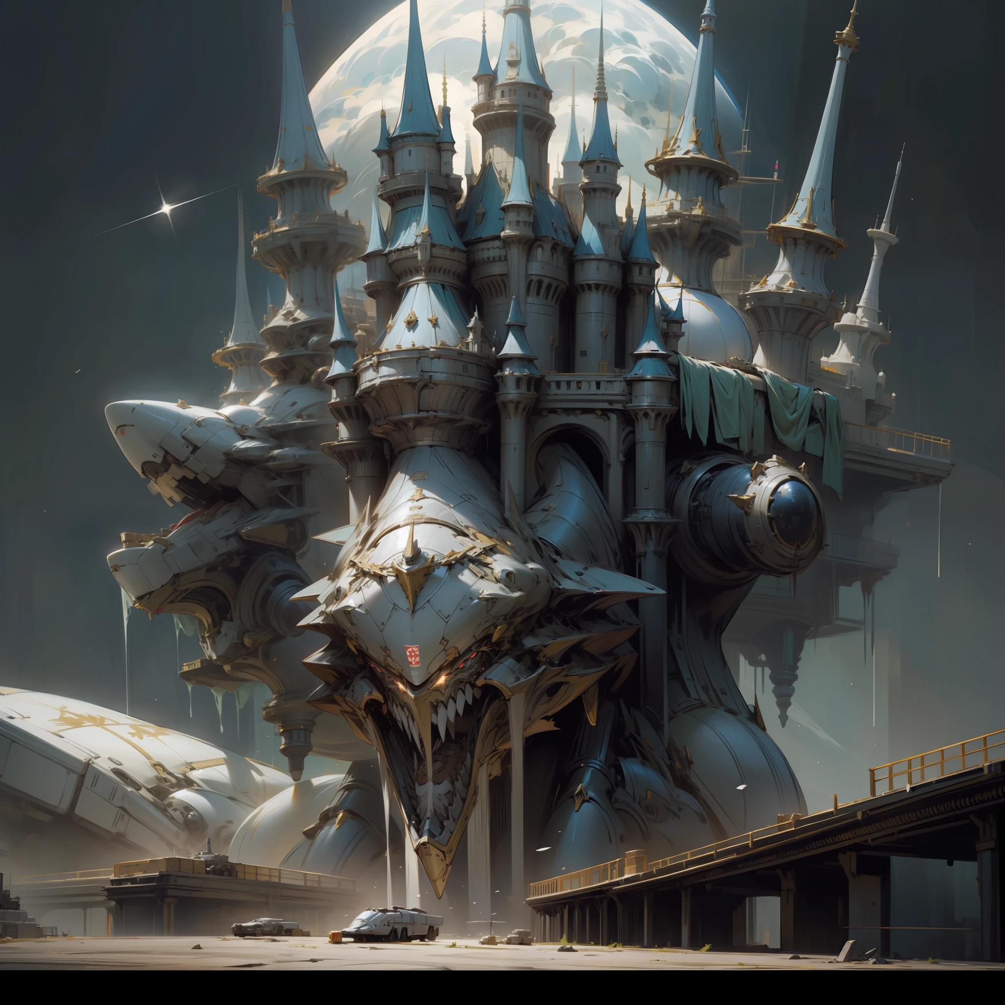 Space battleship like a huge castle, masterpiece, super detail, best quality