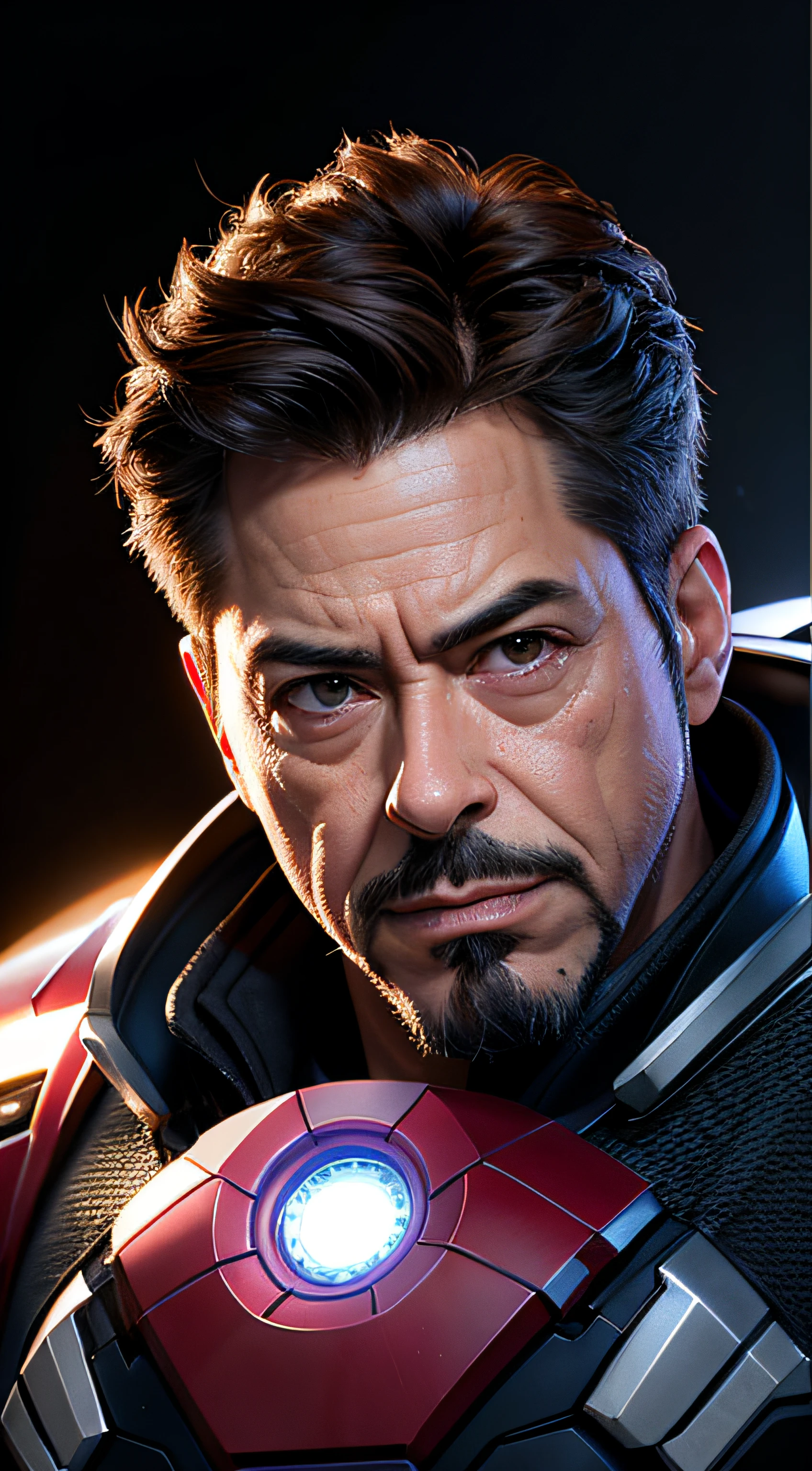 Hipnotizador , Old man Tony Stark, realisticamente, dynamic lights, velho, barba por fazer cinza, filmagem completa, (papel de parede 8k extremamente detalhado da unidade CG), trending on ArtStation, trend at CGSociety, alto detalhe, foco nítido, dramatic, fotorrealista