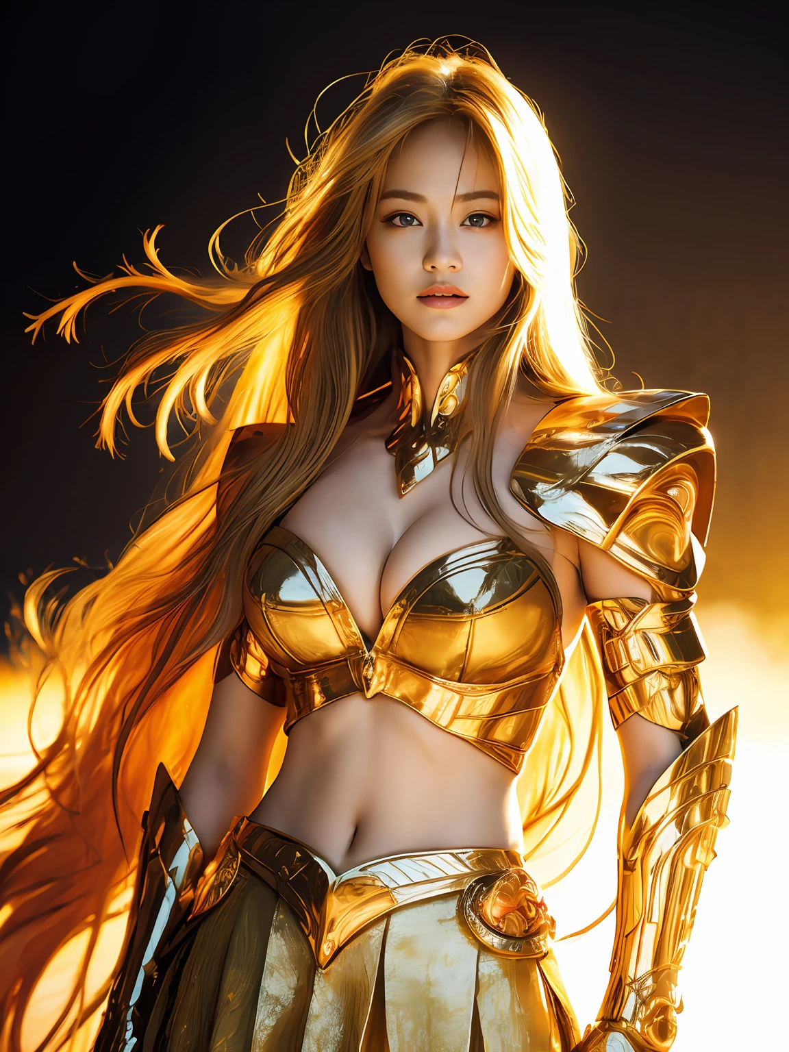(((1girl in))) Ultra realistic ultra detailed photo of photorealistic shaka of beautiful girl on background of Greek ruins, Tattered Virgo Gold Half Armor, Long Blond Hair, Blue eyes, Dynamic Pose, detailed symmetrical beautiful hazel eyes, Detailed gorgeous face, 30-megapixel, 4K, Canon EOS 5D Mark IV DSLR, 85mm lens, Sharp Focus, Intricately detailed, long exposure time, F/8, ISO 100, Shutter Speed 1/125, Diffuse backlight, award - winning photo, Facing Camera, Look into the camera, Monovision, perfect contrast, High Sharpness, Facial symmetry, depth of fields, ultra hi definition photo, Ray traching, Global Illumination, TanvirTamim, Smooth, Ultra high definition, 8K, unreal enginee 5, Ultra Sharp Focus, award - winning photo, Trending on ArtStation