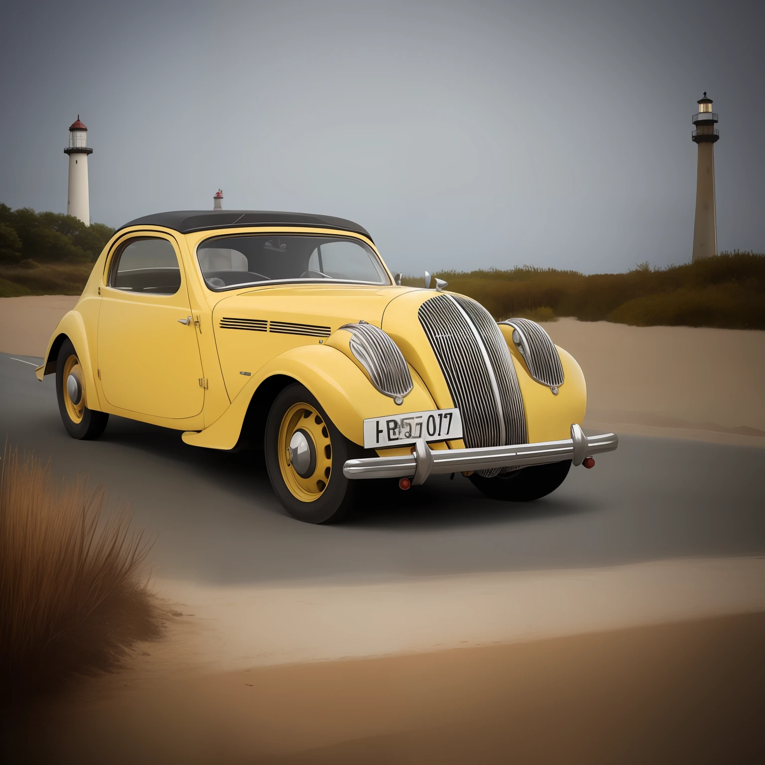 dim murky lights ((masterpiece)) analog photo, cinematic outdoor BREAK
(yellow white racing pain car:1.3) , weary old paint, vintage dystopian dark brutalism lighthouse , BREAK
sand red dunes sea stormy
