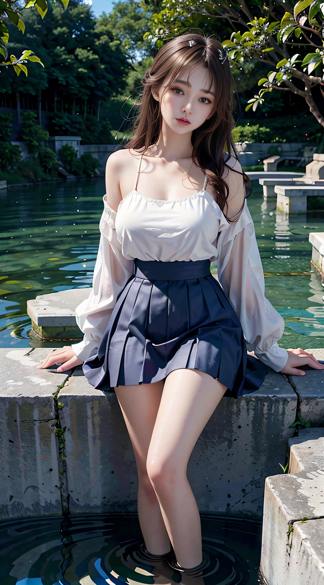 Masterpiece, Best Quality, (Realistic, Photo Realistic: 1.37), 8K, An Extremely Delicate and Beautiful, Amazing, Fine Detail, Official Art, Absurd, Incredibly Absurd, Huge File Size, Ultra Detailed, Extremely Detailed, Beautiful Meticulous Girl, 1 Girl, (Perfect Female Figure), Full Body, Short Skirt, Long Legs,