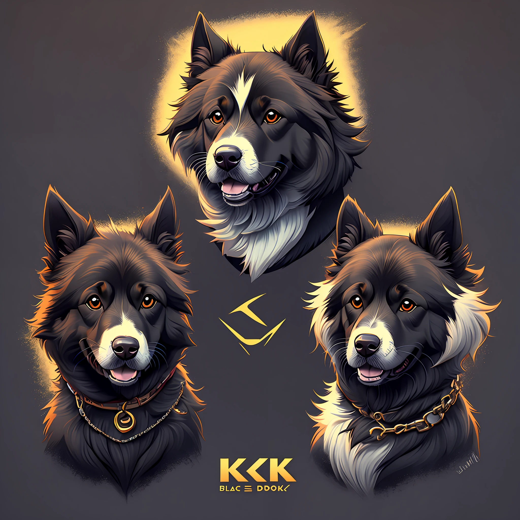 a logo of three black dogs,8k,cartoon style,modern --auto --s2