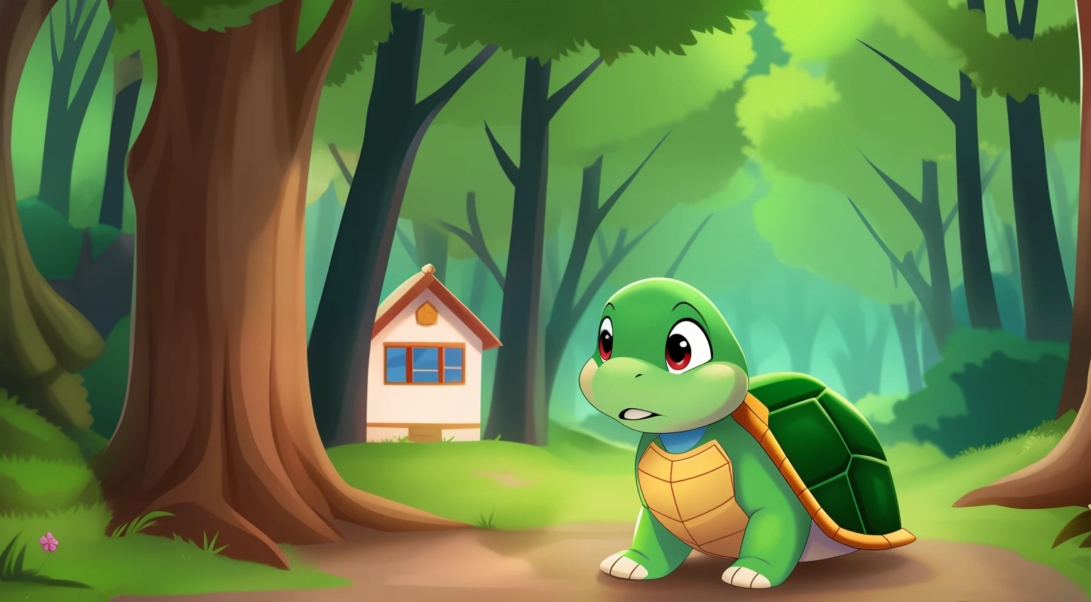 The corner of the turtle's mouth is facing down,tense look