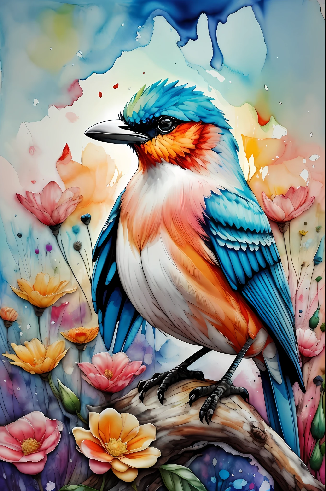bird, sunrise, flower field, Alcohol ink and impasto mix painting, explosion,
yang08k, beautiful, colorful,
masterpieces, top quality, best quality, official art, beautiful and aesthetic,