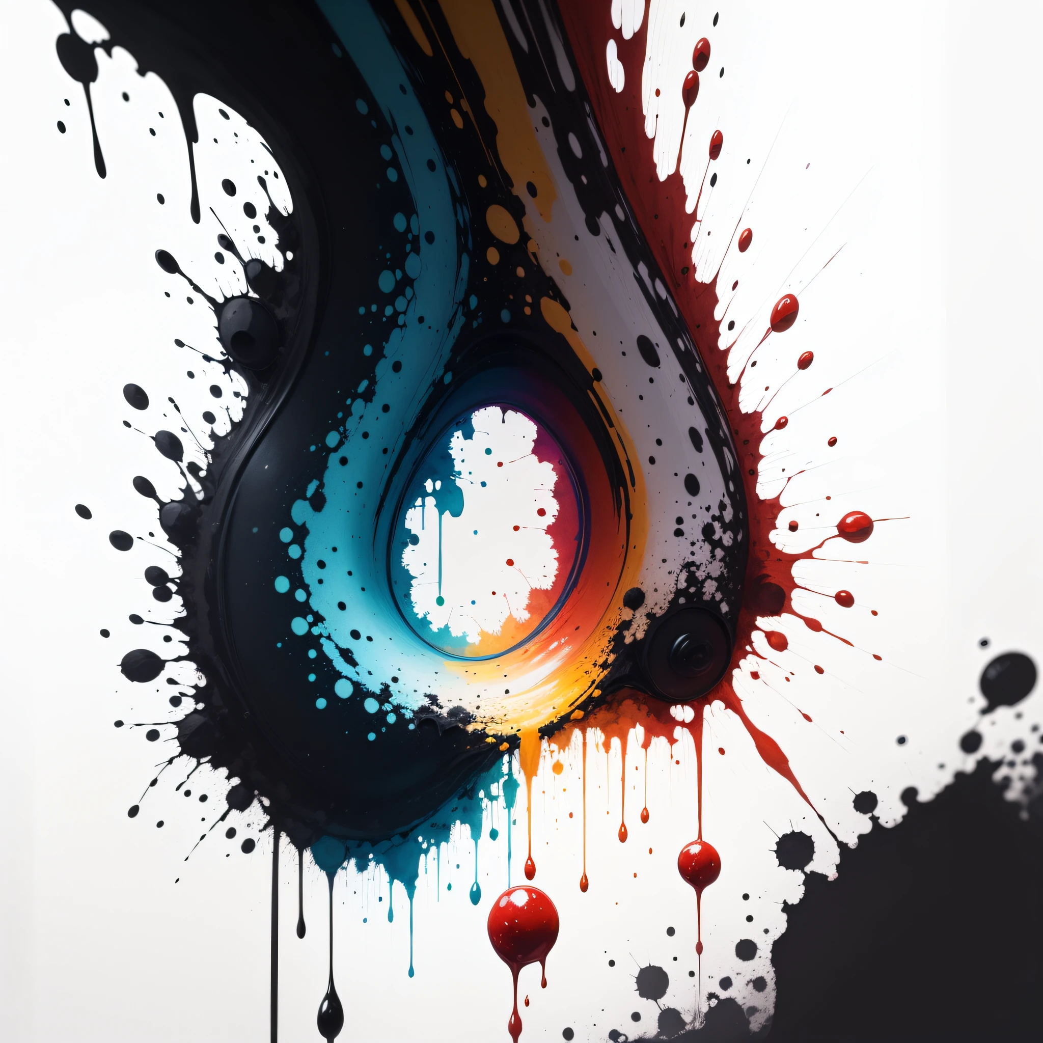 (best quality, watercolor painting, Colorful, sharp focus), colors, Action Painting, (splatter and drip art minimalism:1.1), canvas white background, studio, style