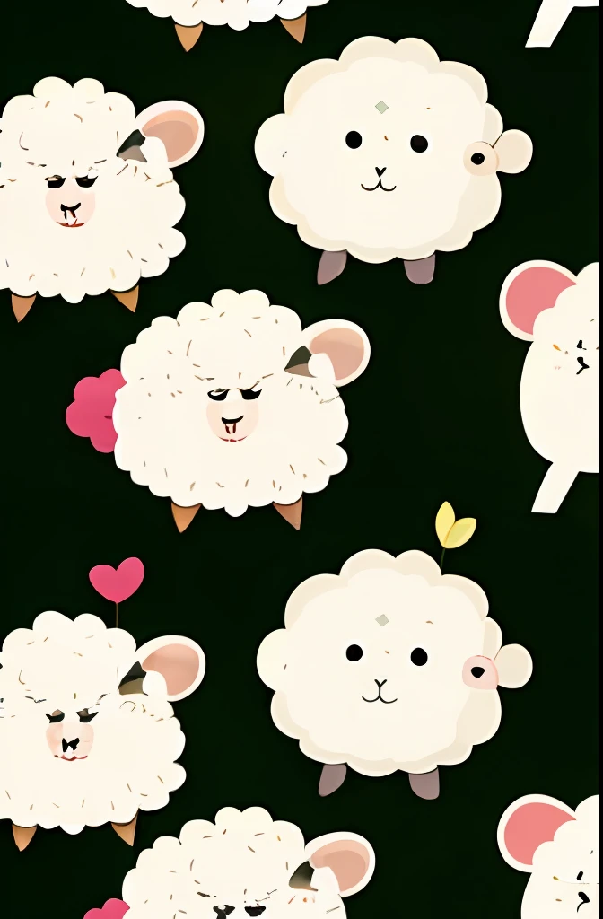 tmasterpiece，Best quality at best，KP style，sheeps，simple backgound，Too much，Moe sheep，Little white sheep，Pink sheep