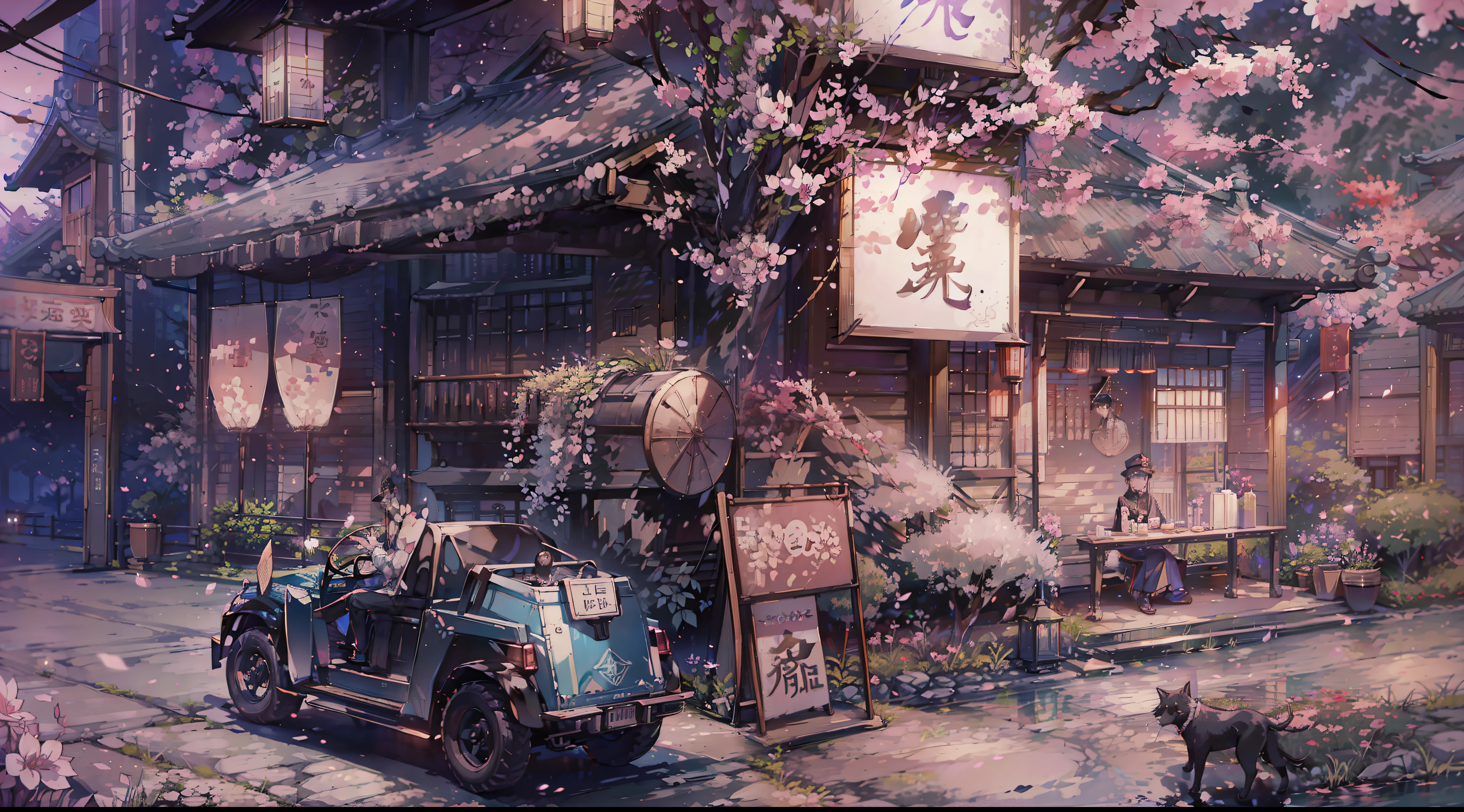 masterpiece、uth、Young man with nervous expression、Young man with a melancholy expression、Young man in withered black suit and hat、Poor figure、Landscape with rusty shades、Old Japan landscape、kyoto、Meiji、Taisho、Taisho romance、stone pavement、Cats、top-quality、hightquality、Highly detailed CG Unity 8K wallpapers、art stations、Digital Illustration、with an intricate、trending、awardwinning photo、depth of fields、nffsw、chromatic abberation、真实感、A highly detailed、trends in the art station、CGsociety Trends、with an intricate、high detal、Dramatic、 8K, 16 K, top-quality, photon maping, Radio City, Photorealsitic, Elaborate CG, Physically Based Rendering, ultra realistic realistic textures, unrealengine5, motion angles、cinematlic lighting, Dramatic Writing, Professional Writing,