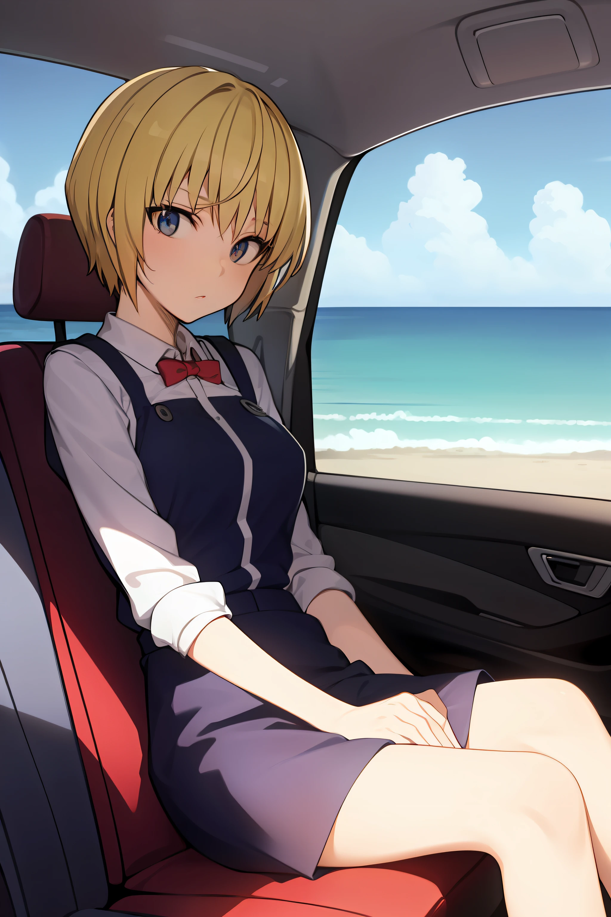 Illustration girl,sitting in the car,normal feelings, kurapika