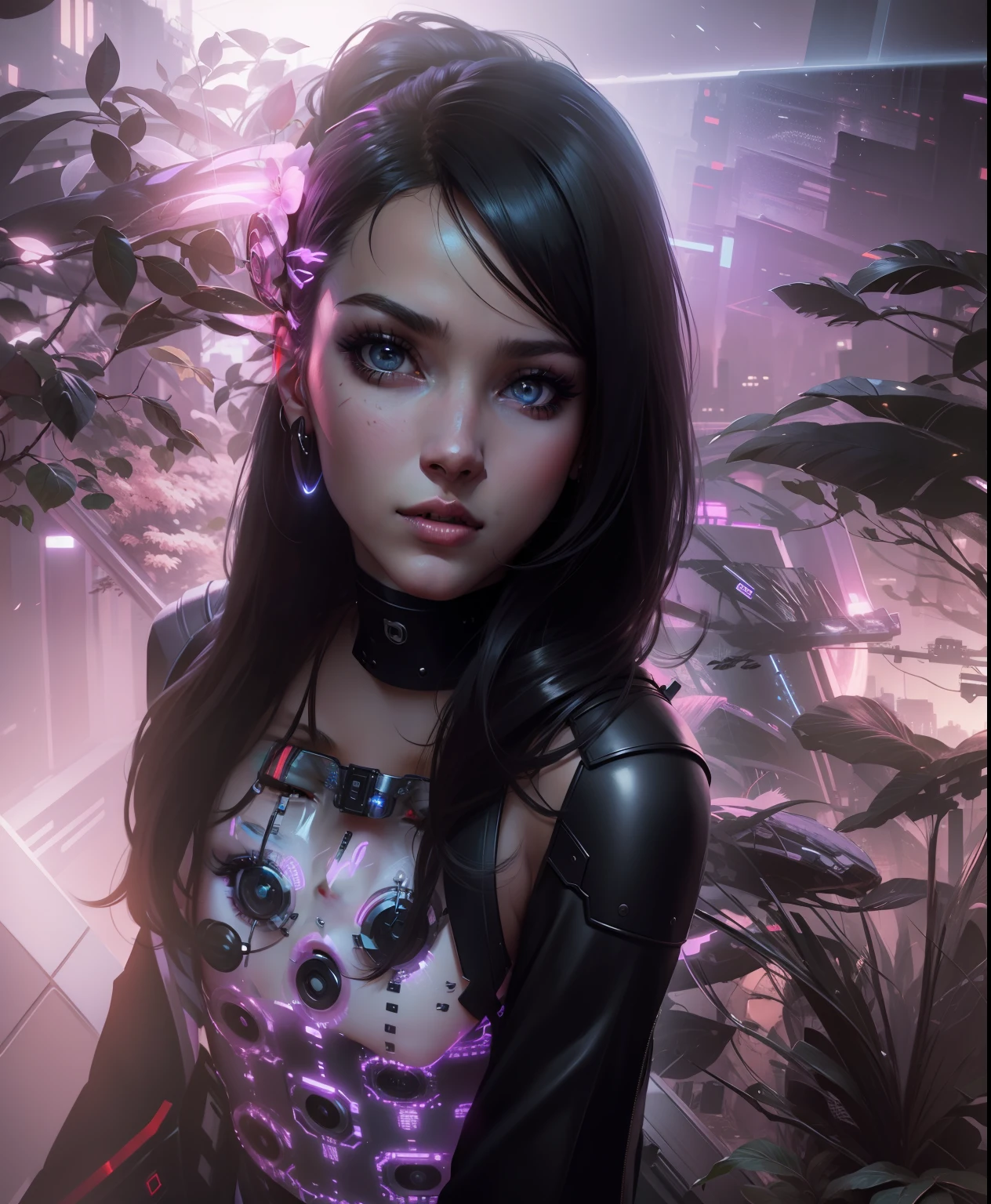 Change background cyberpunk beautiful girl, realistic face, 8k, ultra realistic