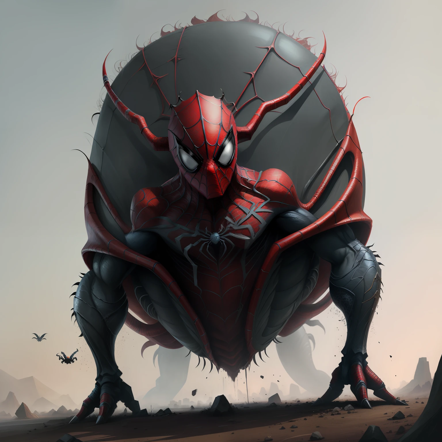 A Vanz monster design,ultra - detailed,Riding Spider-Man