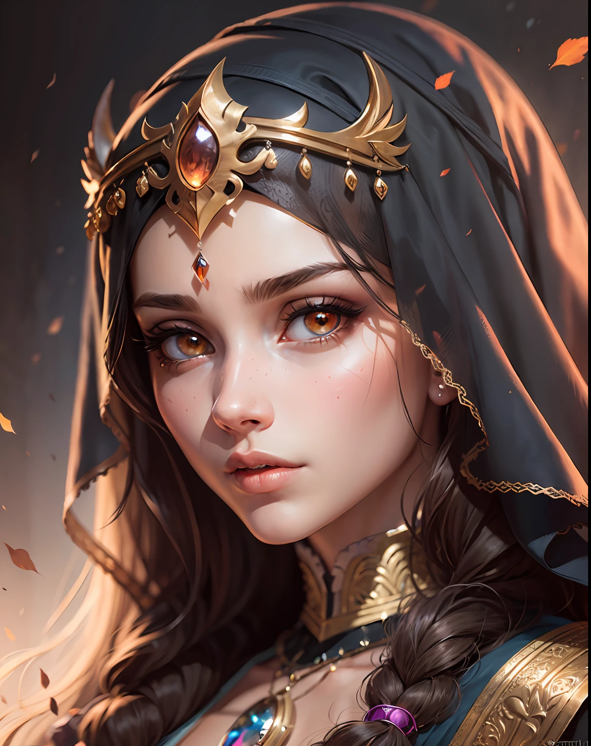 Hyper realistic super detailed Arabian princesse portrait glowing eyes
