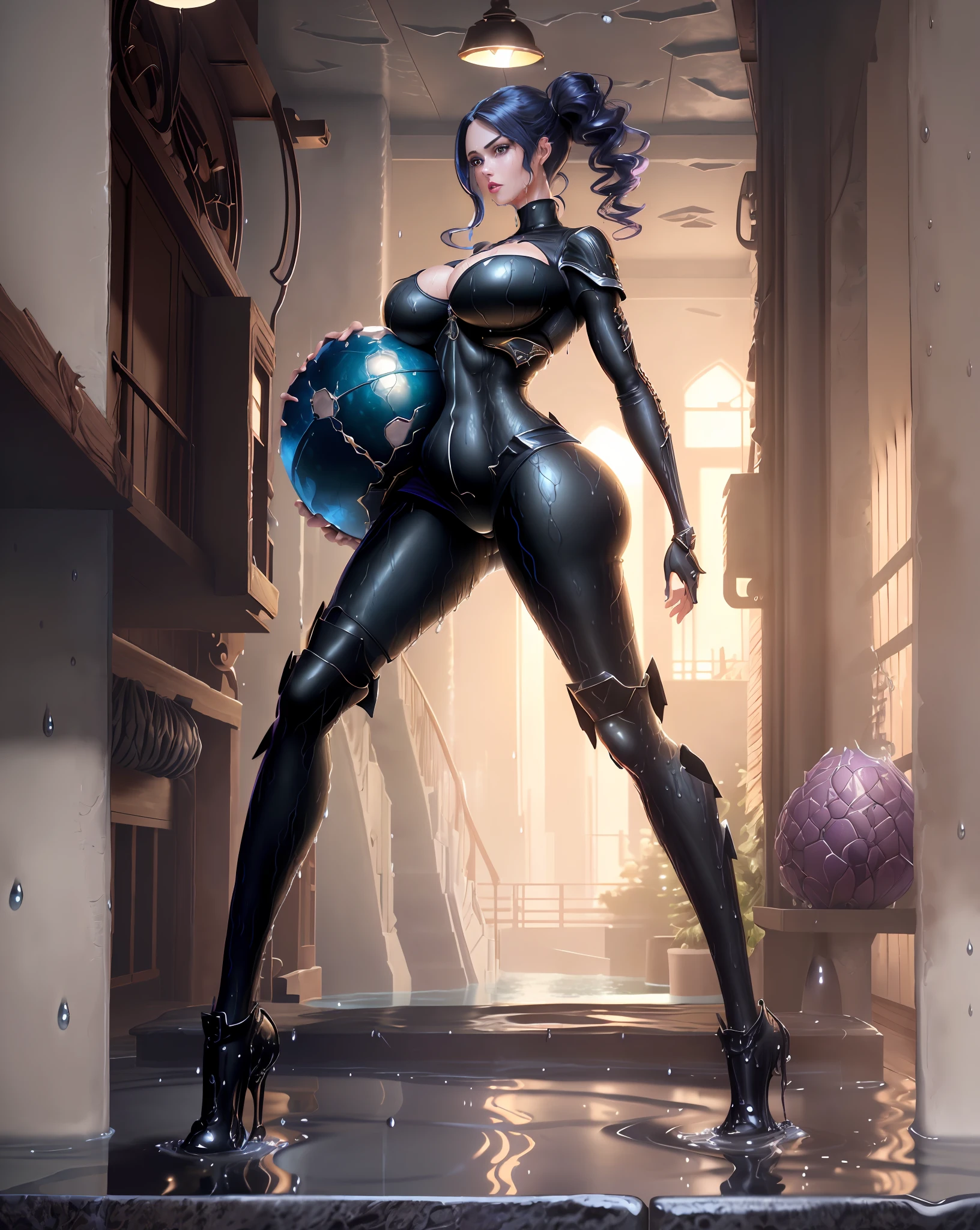 (Extreme detail CG Unity 8K, the wallpaper，tmasterpiece，Highest image quality)，(Delicate light and shadow，Cinematic lens effect)，(Extremely detailed, Underground parking, filigree, slightly fat big breasts, plumw, Bigchest, large tities, M cup, Raised sexy, Sexy skinny turtleneck dress, Sexy tight deep V evening dress，Refined face, largeaperture, Close-up of people)， CGsociety masterpiece，Amazing CGsociety，Deviantart ArtStation CGSCOSIETY，8k high-quality detailed art，Guvez style artwork，Queen of Beautiful Fantasy，Dawn CG Association，（Popular RAW photos， top-quality，Unbeatable masterpiece，Ultra-realistic 8K CG，Perfect artwork，），（Top quality，8K，1个Giant Breast Girl，Bigboobs，Perfect body proportions，Protruding chest），(Best quality, A masterpiece of 8K ), Beautiful woman, Ultra photo realsisim, 1girll, (Huge breast sagging, Large areolar papules, Attractive body :1.8), (Wet body :1.8), Ultra-detailed face, Detailed lips, Detailed eyes, 二重まぶた, （Sexy low neck tight dress, Open neckline）,  （muscular turned leg），