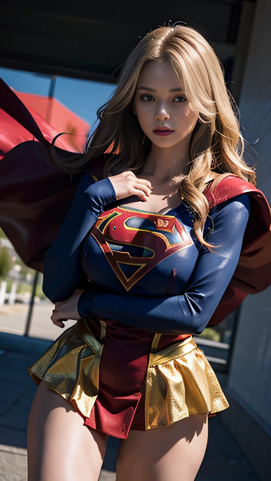 Woman body set big breasts, Supergirl costume dress
