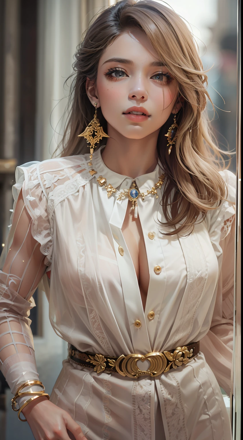 Beautiful woman in intricate Sophisticated and Modern Outfit
