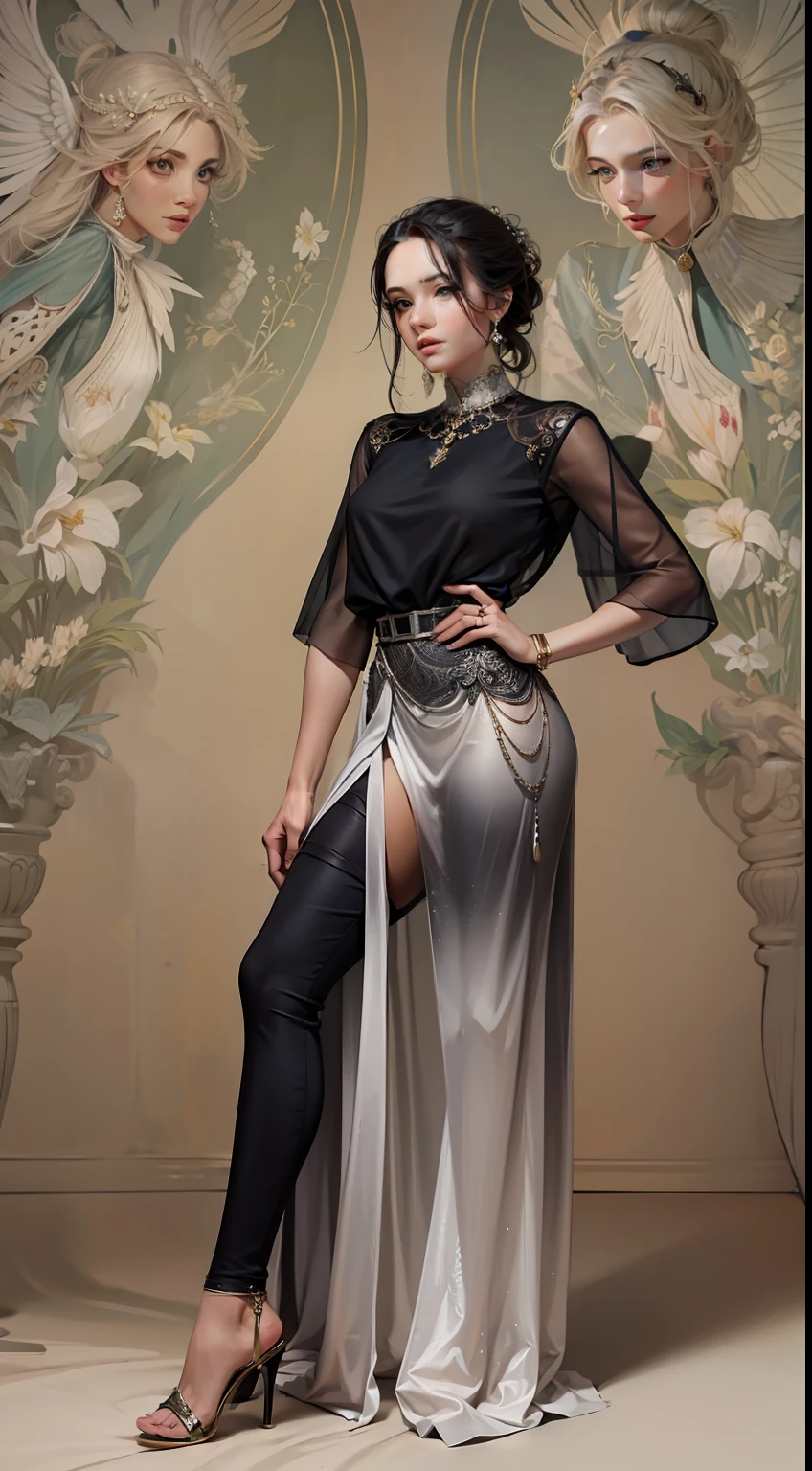 Beautiful woman in intricate Sophisticated and Modern Outfit