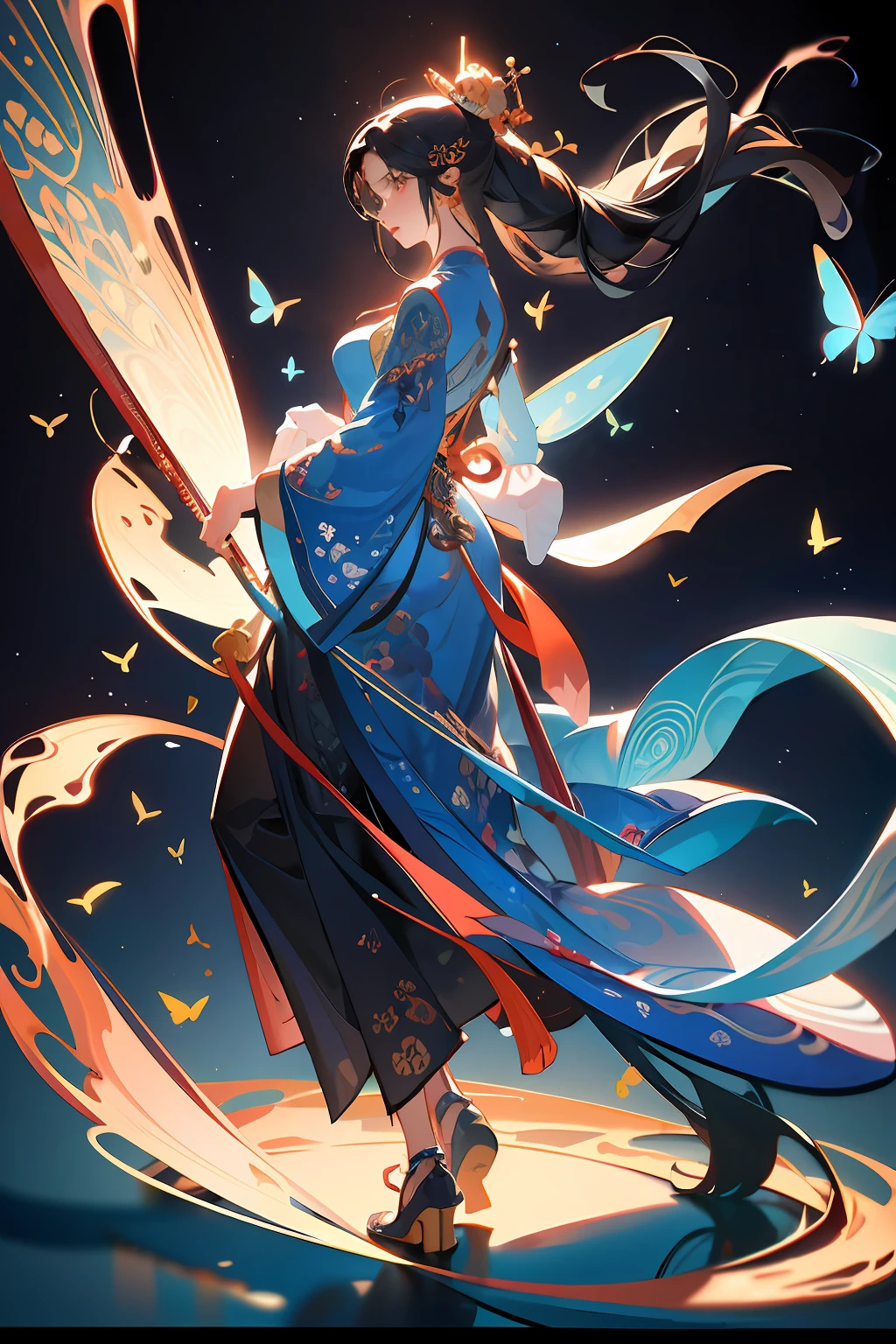 ,(master piece:1.2,high high quality),(pixiv:1.4),Song Dynasty Gong brush painting of an ancient Chinese song girl、Enchanted expression、full bodyesbian、Amazing facial features,The flowing skirt leaks out of the neck and shoulders、Loose tunic、Complex design,Butterfly tattoo,Game model, Stunning lighting, C4D,oc rendered,cinematic rim light,The light is delicate,tmasterpiece,ultra - detailed,Epic composition,Super HD,high qulity,HighestQuali,32k
